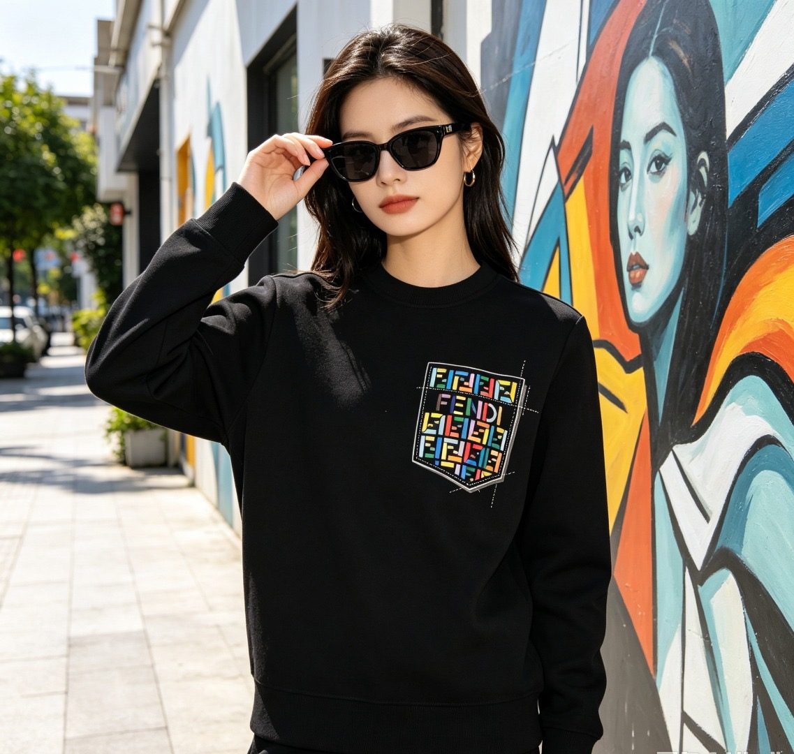 Fendi Colorful FF Faux Pocket Print Crewneck Sweatshirt
