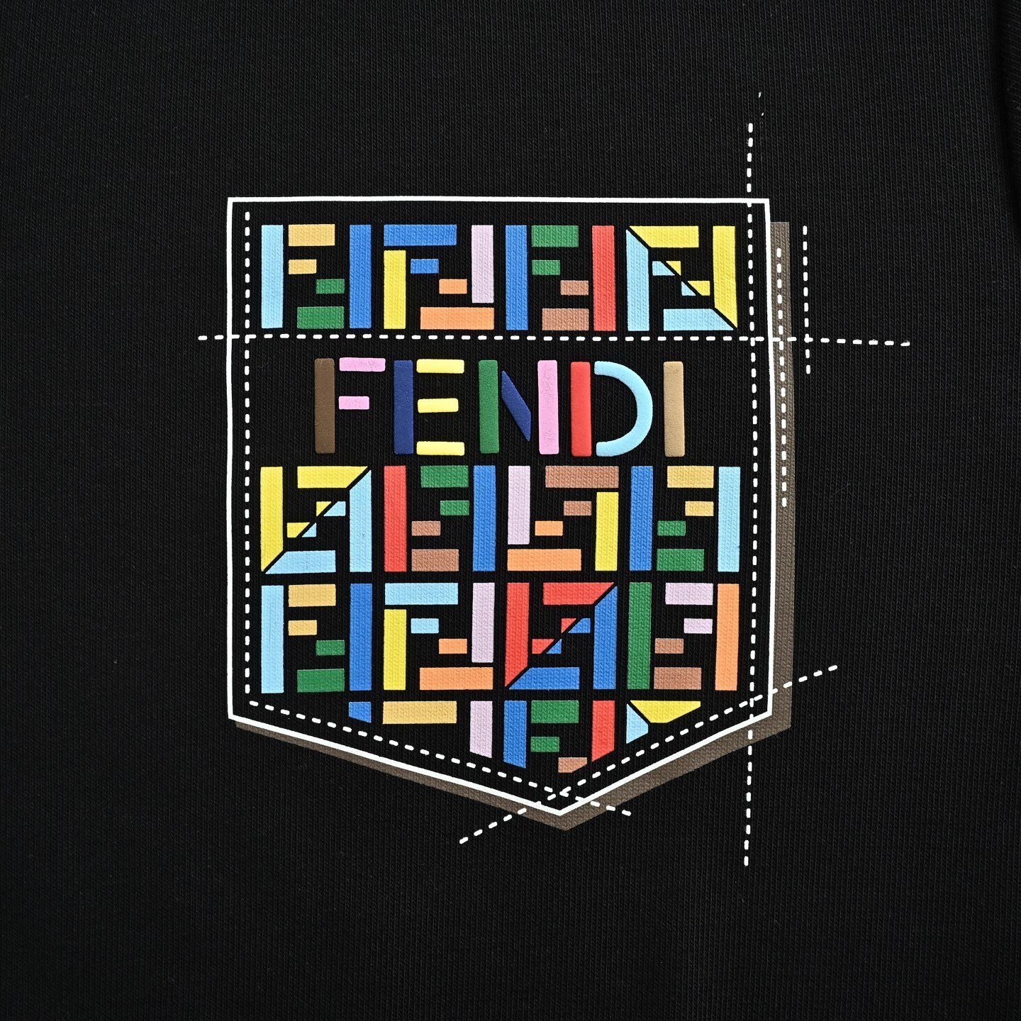 Fendi Colorful FF Faux Pocket Print Crewneck Sweatshirt