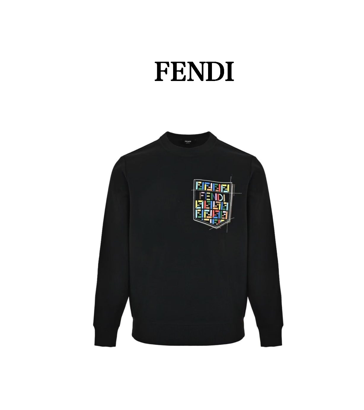 Fendi Colorful FF Faux Pocket Print Crewneck Sweatshirt