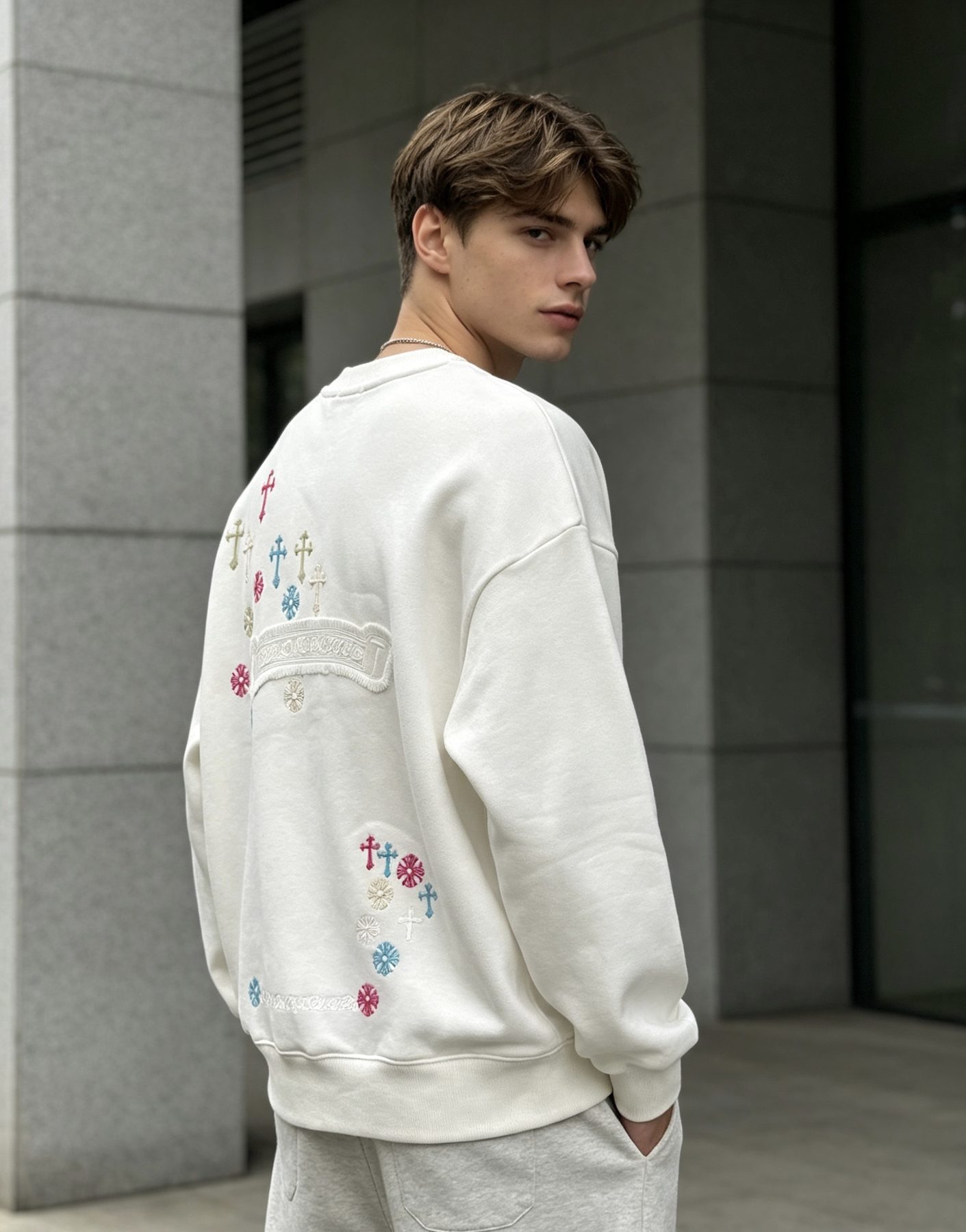 Chrome Hearts Colorful Logo Embroidered Crewneck Sweatshirt