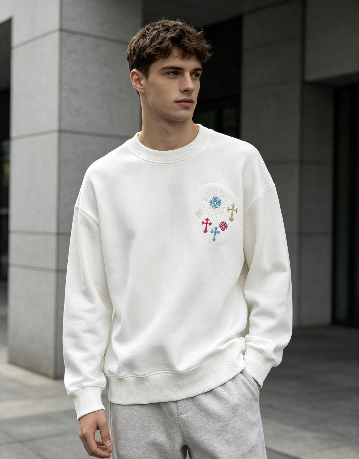Chrome Hearts Colorful Logo Embroidered Crewneck Sweatshirt