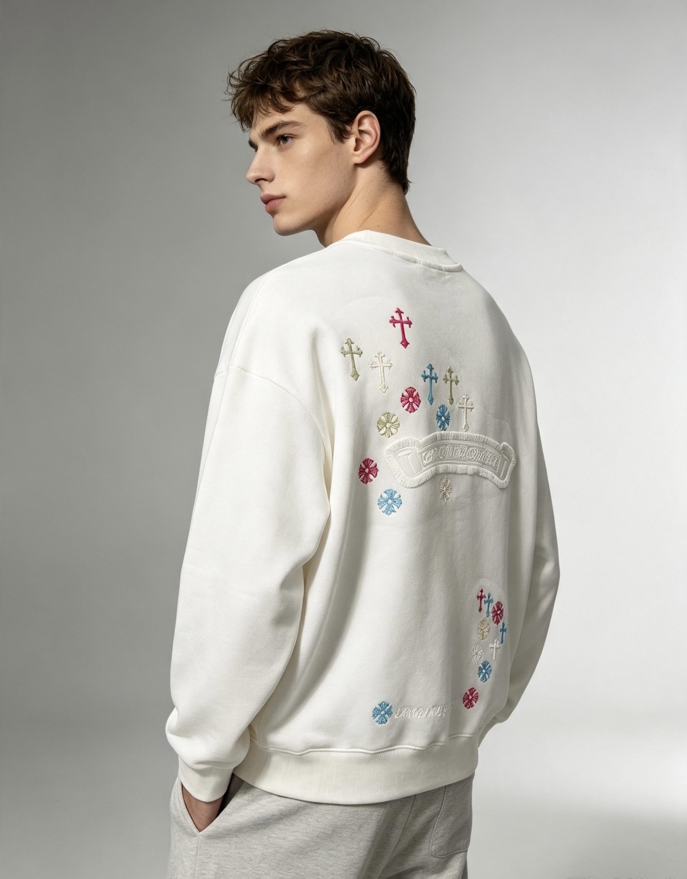 Chrome Hearts Colorful Logo Embroidered Crewneck Sweatshirt