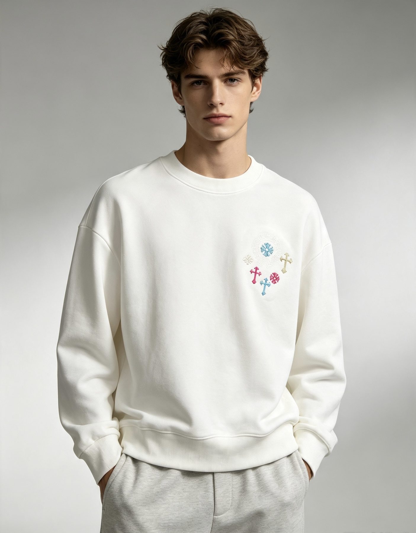 Chrome Hearts Colorful Logo Embroidered Crewneck Sweatshirt