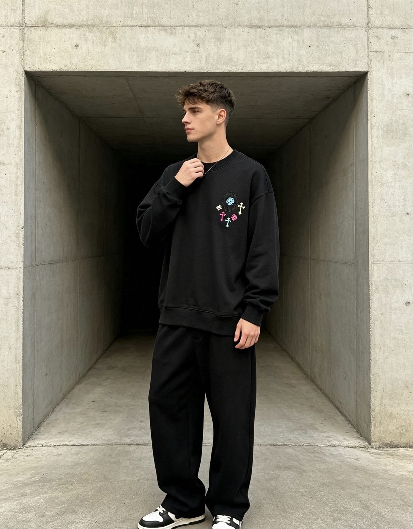 Chrome Hearts Colorful Logo Embroidered Crewneck Sweatshirt