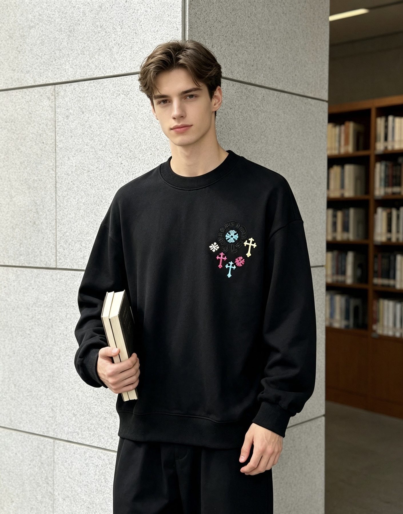 Chrome Hearts Colorful Logo Embroidered Crewneck Sweatshirt