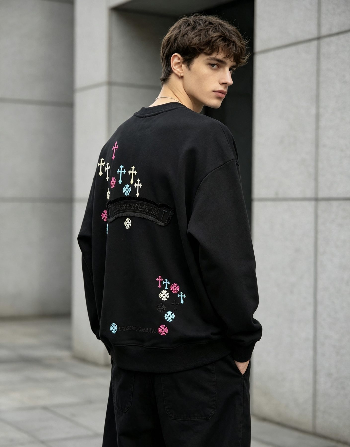 Chrome Hearts Colorful Logo Embroidered Crewneck Sweatshirt