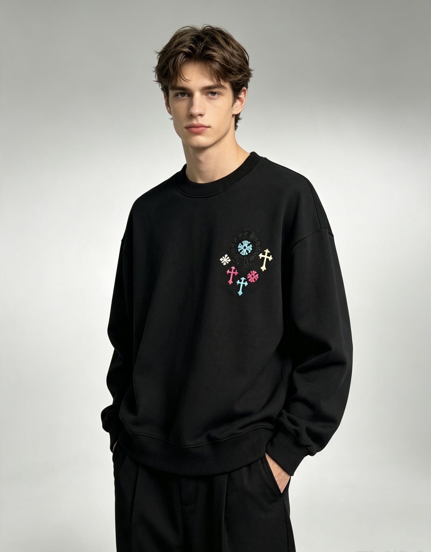 Chrome Hearts Colorful Logo Embroidered Crewneck Sweatshirt