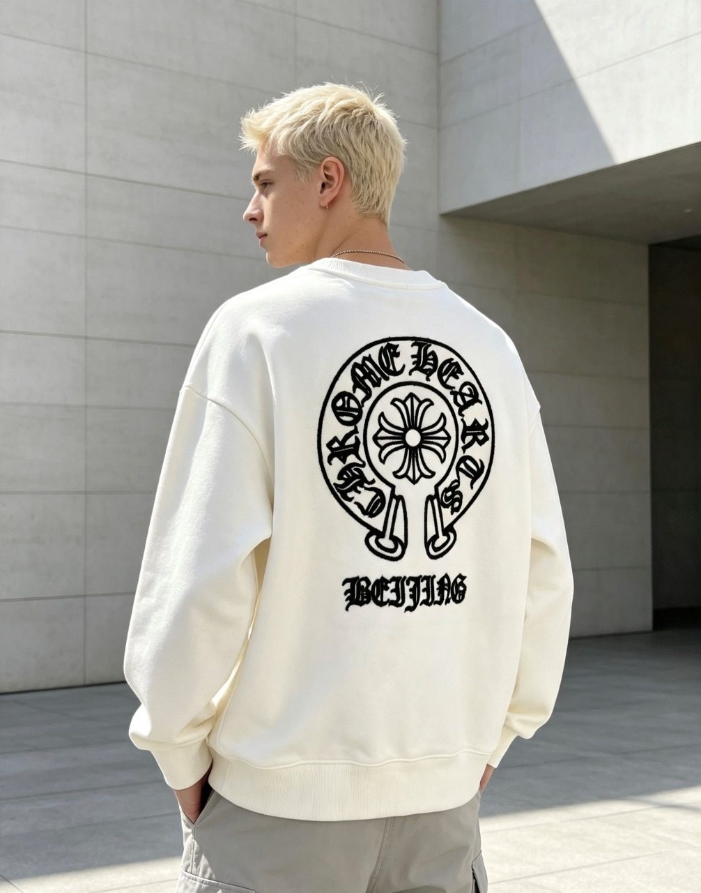 Chrome Hearts Horseshoe Scroll Embroidered Crewneck Sweatshirt