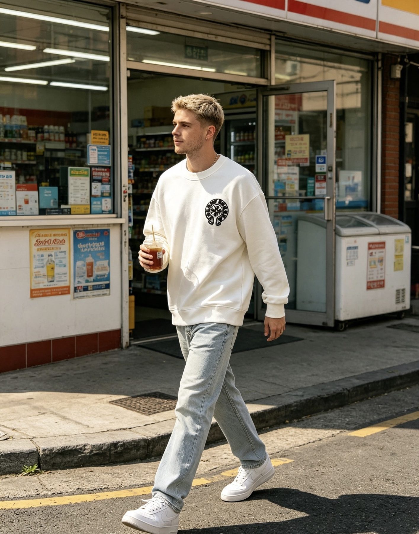 Chrome Hearts Horseshoe Scroll Embroidered Crewneck Sweatshirt