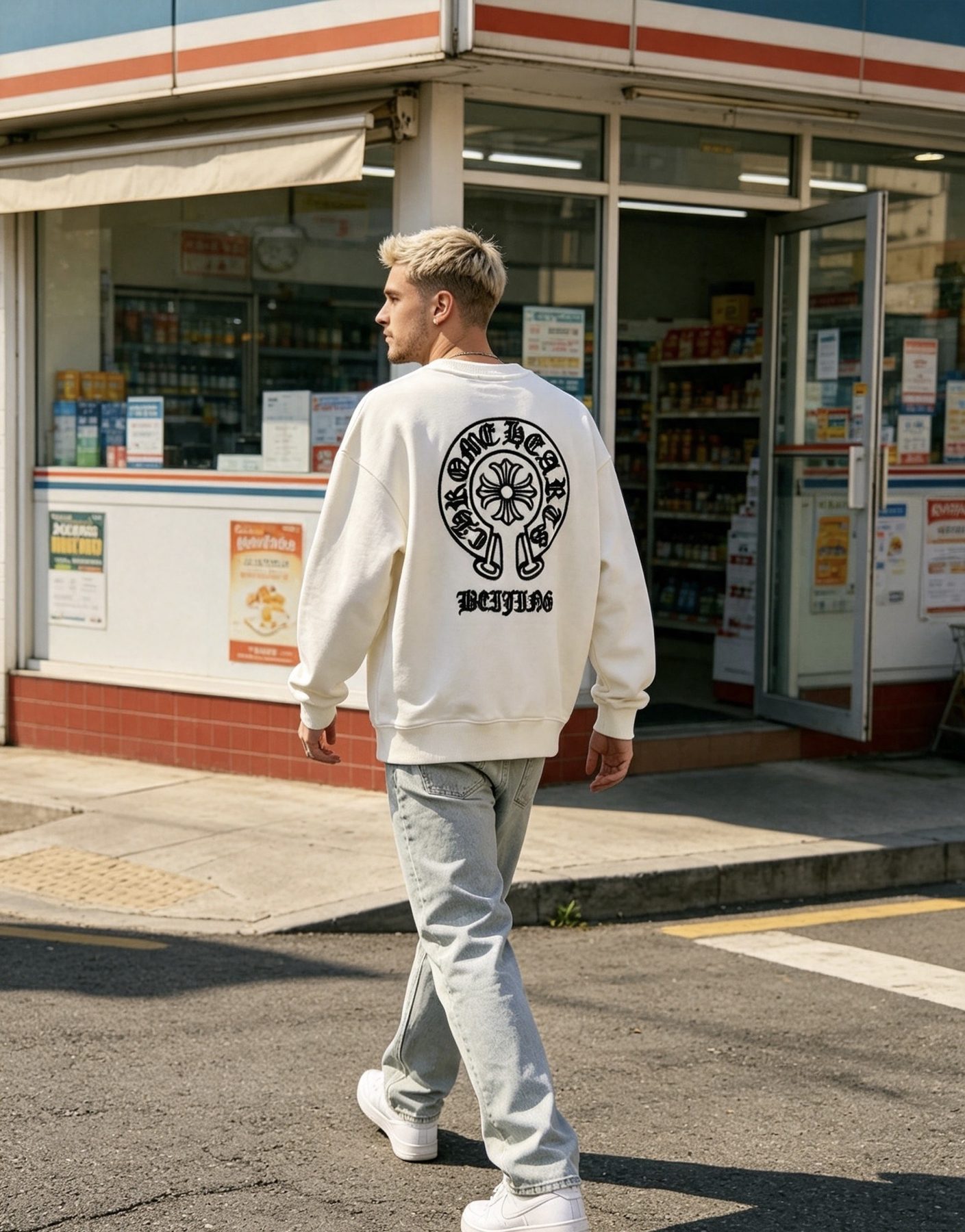 Chrome Hearts Horseshoe Scroll Embroidered Crewneck Sweatshirt