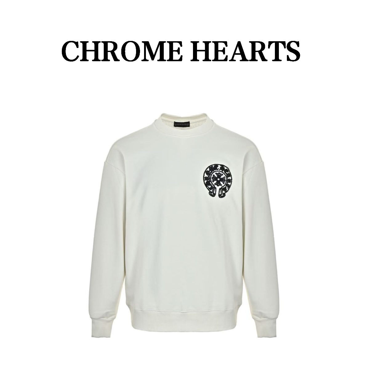 Chrome Hearts Horseshoe Scroll Embroidered Crewneck Sweatshirt