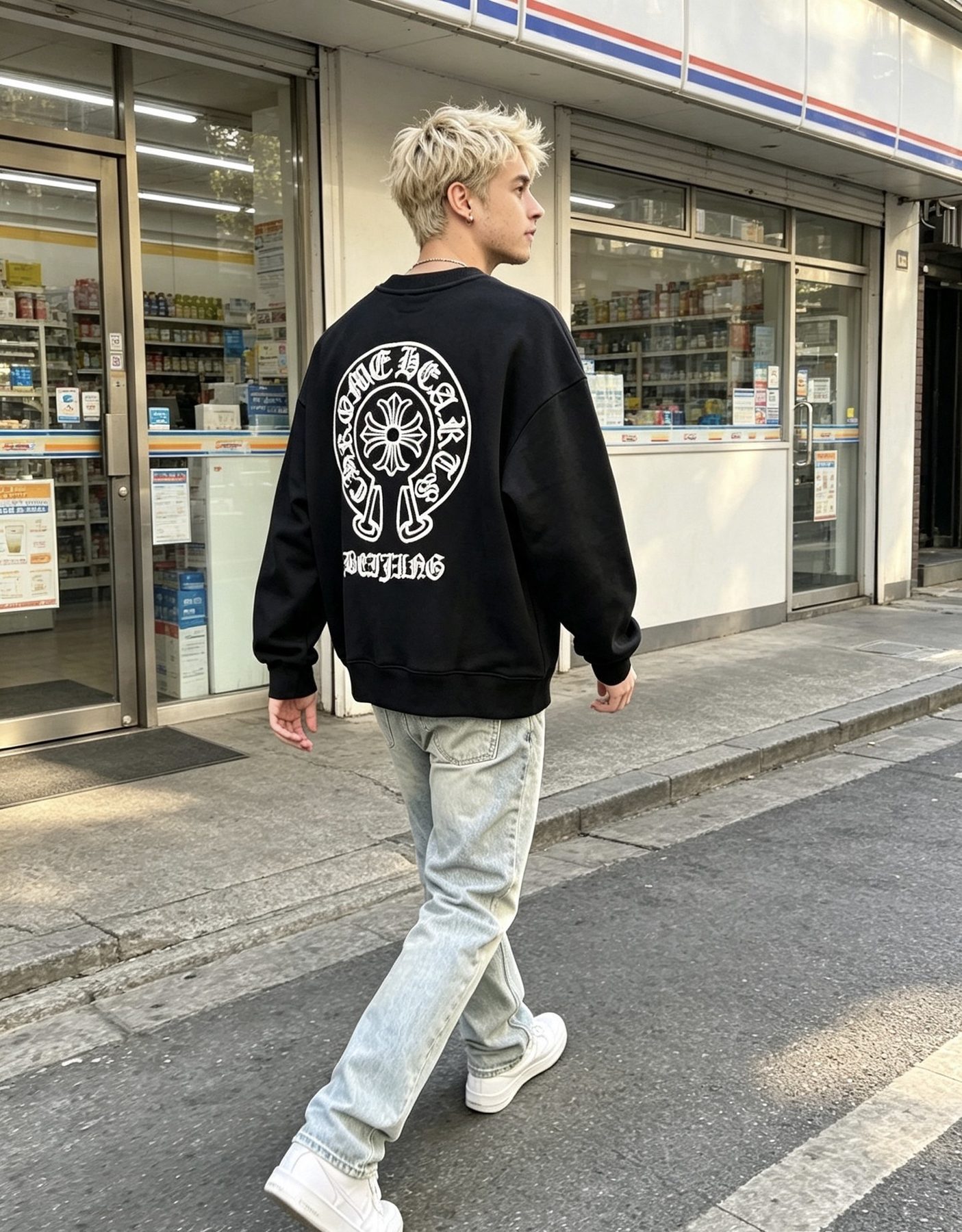 Chrome Hearts Horseshoe Scroll Embroidered Crewneck Sweatshirt