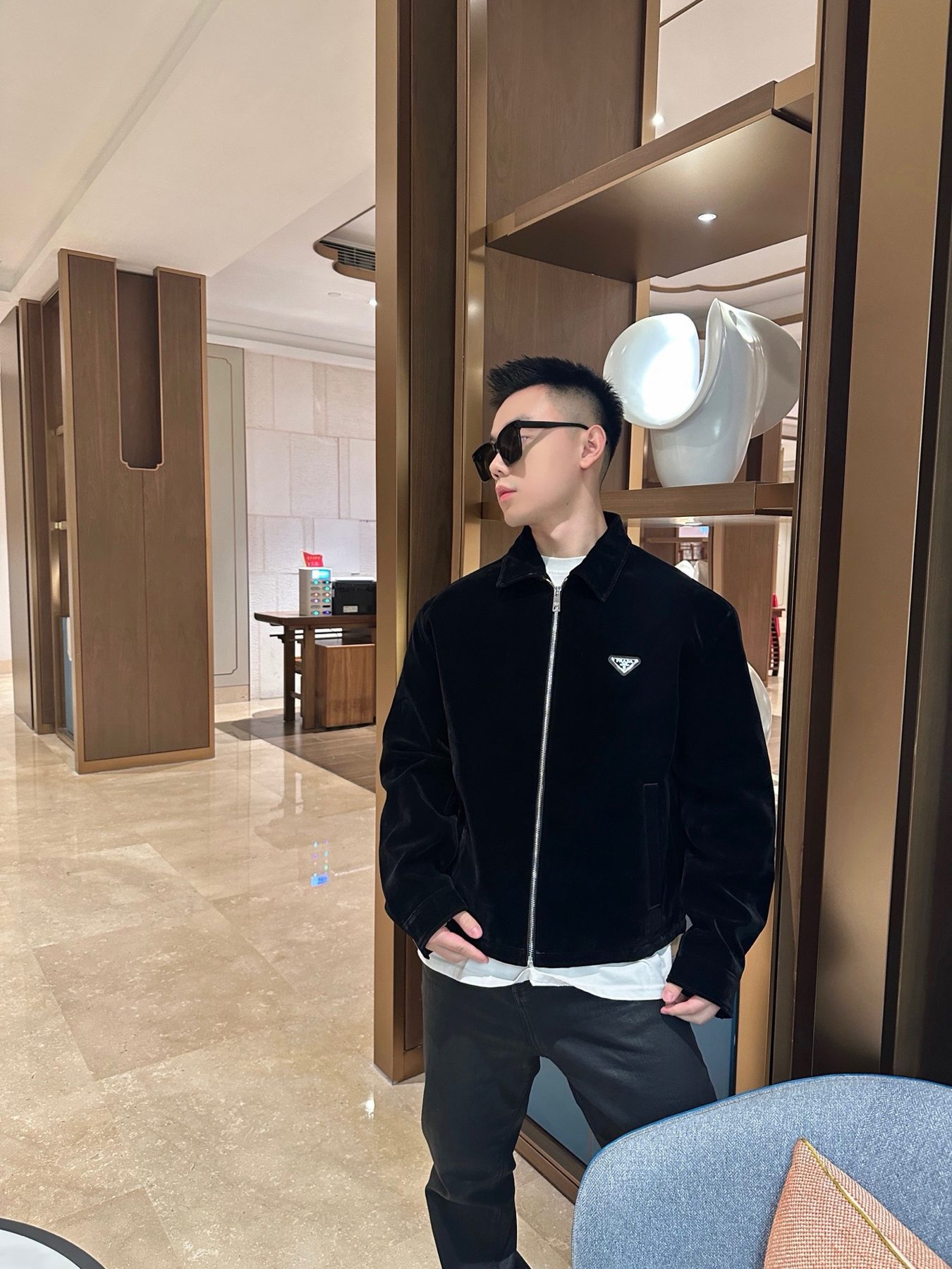 Prada 25FW Triangle Logo Velvet Jacket
