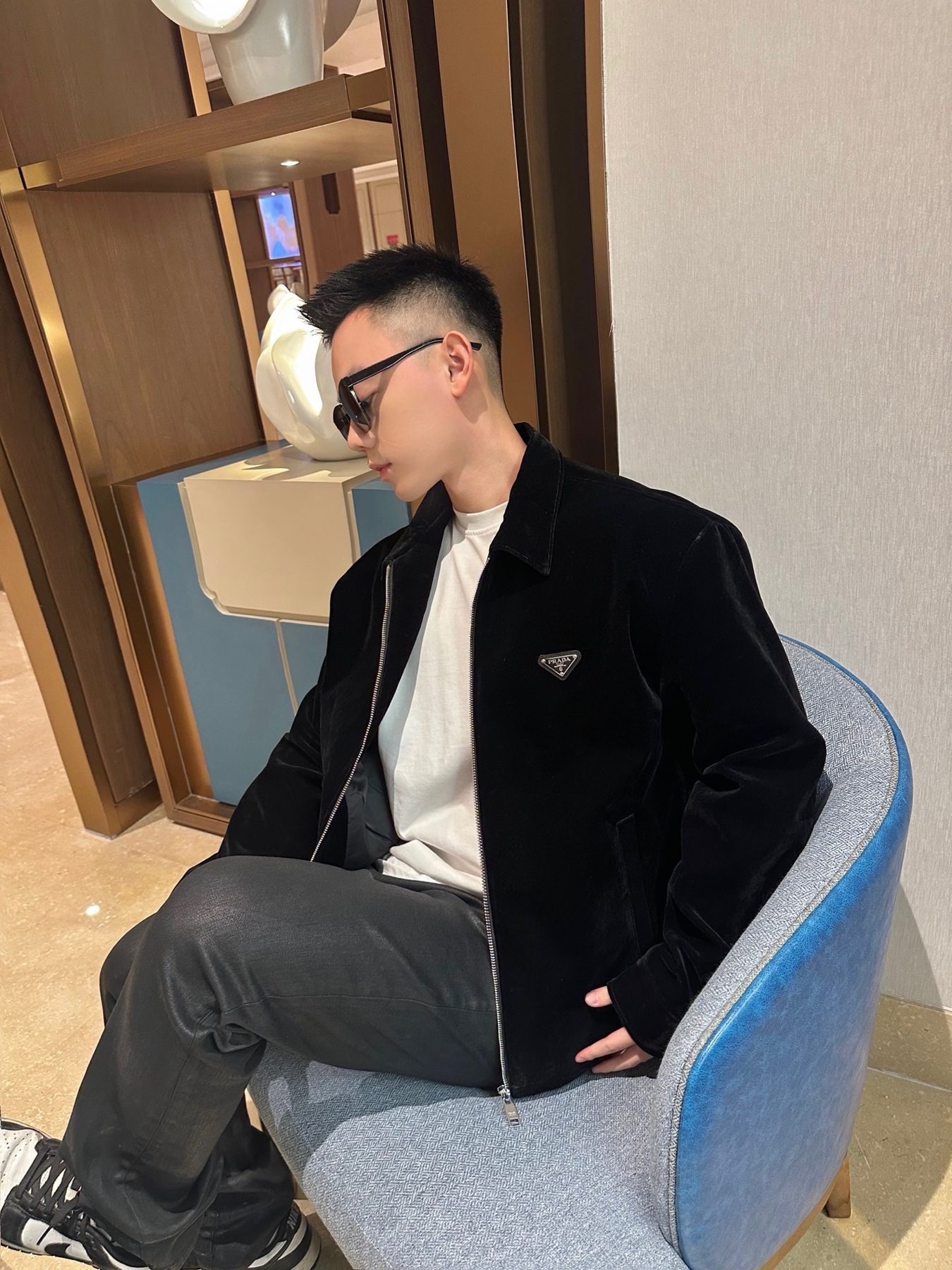 Prada 25FW Triangle Logo Velvet Jacket
