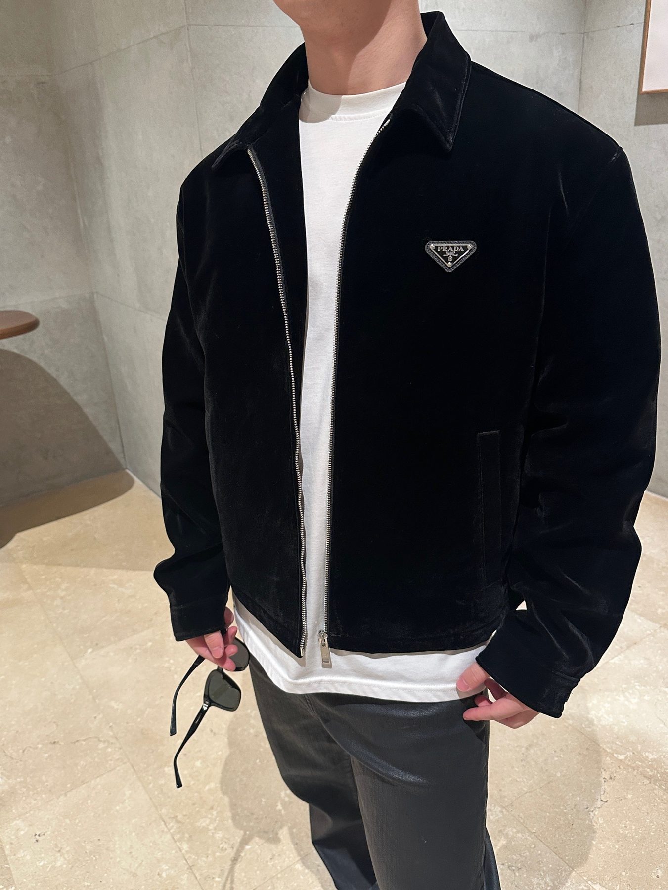 Prada 25FW Triangle Logo Velvet Jacket
