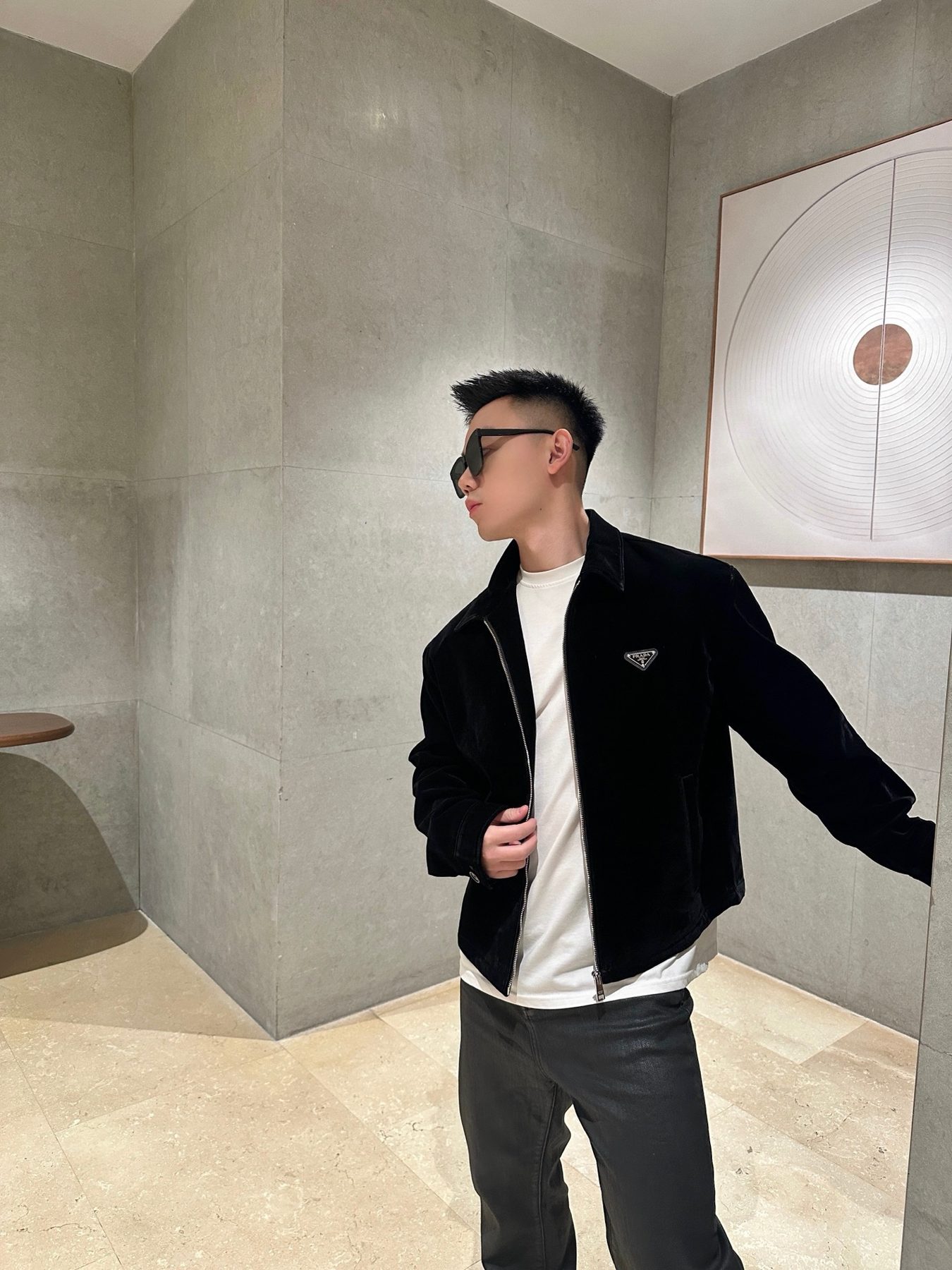 Prada 25FW Triangle Logo Velvet Jacket