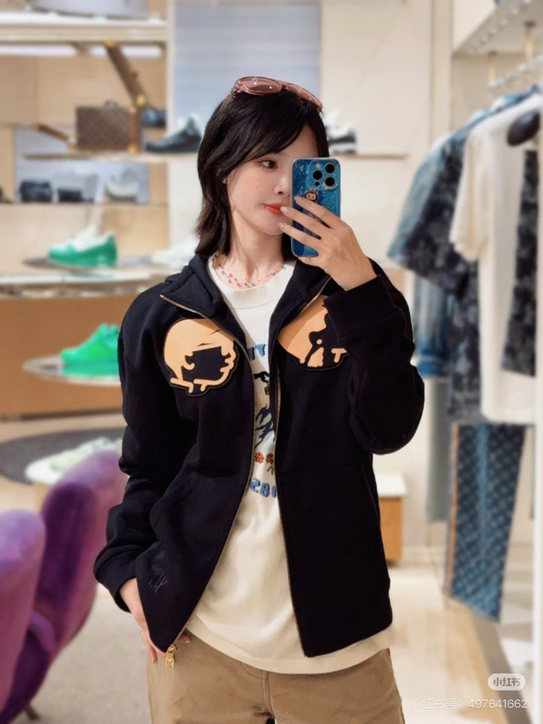 Louis Vuitton 25FW Nigo Collaboration Leather Appliqué Zip Jacket