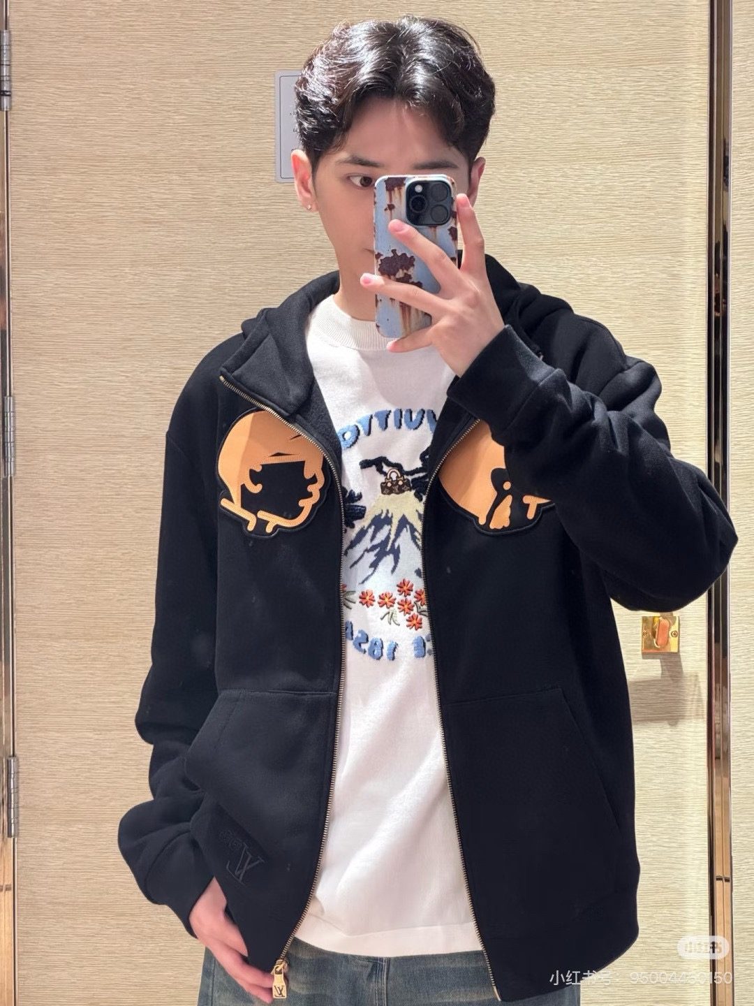 Louis Vuitton 25FW Nigo Collaboration Leather Appliqué Zip Jacket
