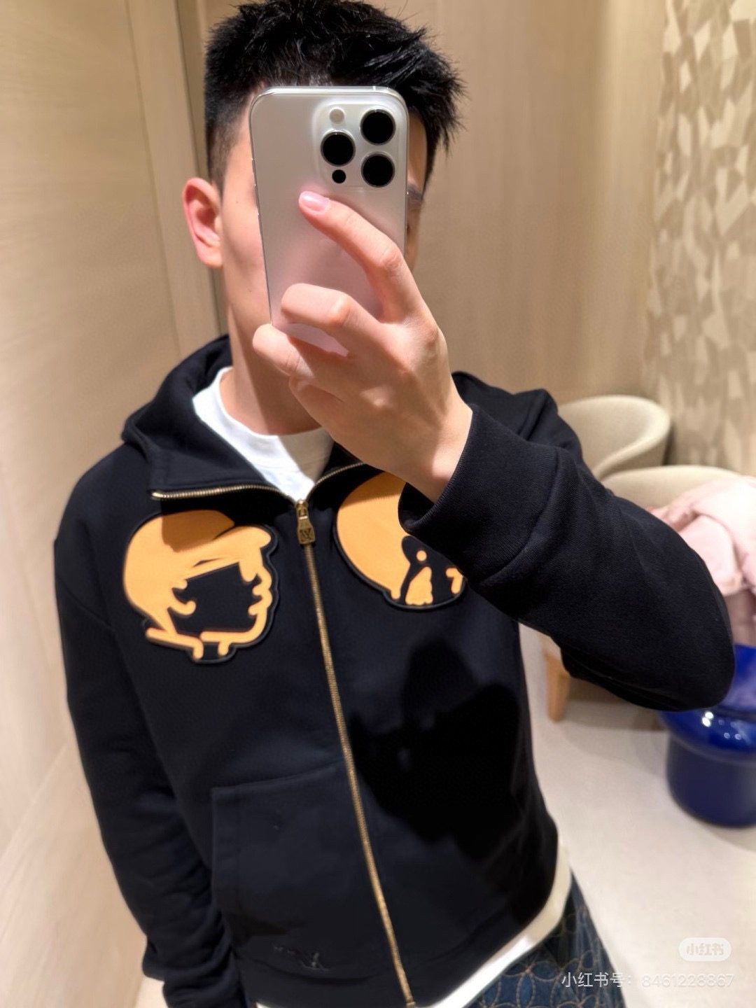 Louis Vuitton 25FW Nigo Collaboration Leather Appliqué Zip Jacket