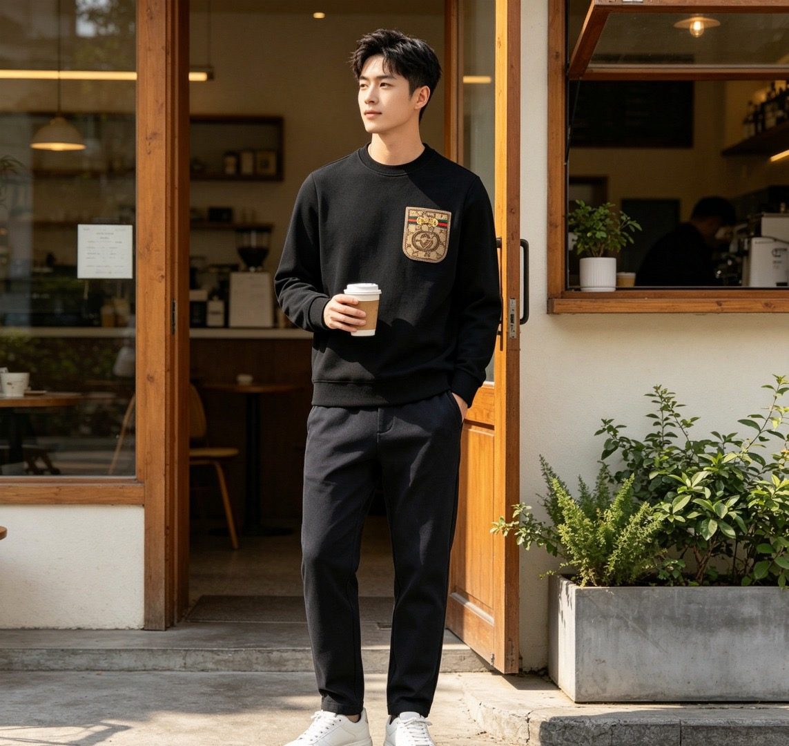 Gucci Monogram Pocket Appliqué Crewneck Sweatshirt