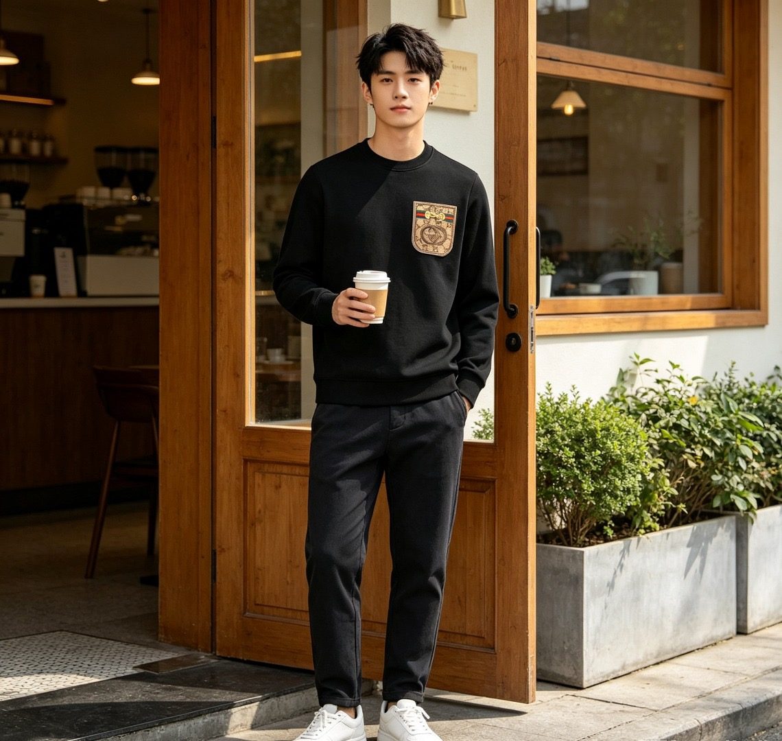 Gucci Monogram Pocket Appliqué Crewneck Sweatshirt