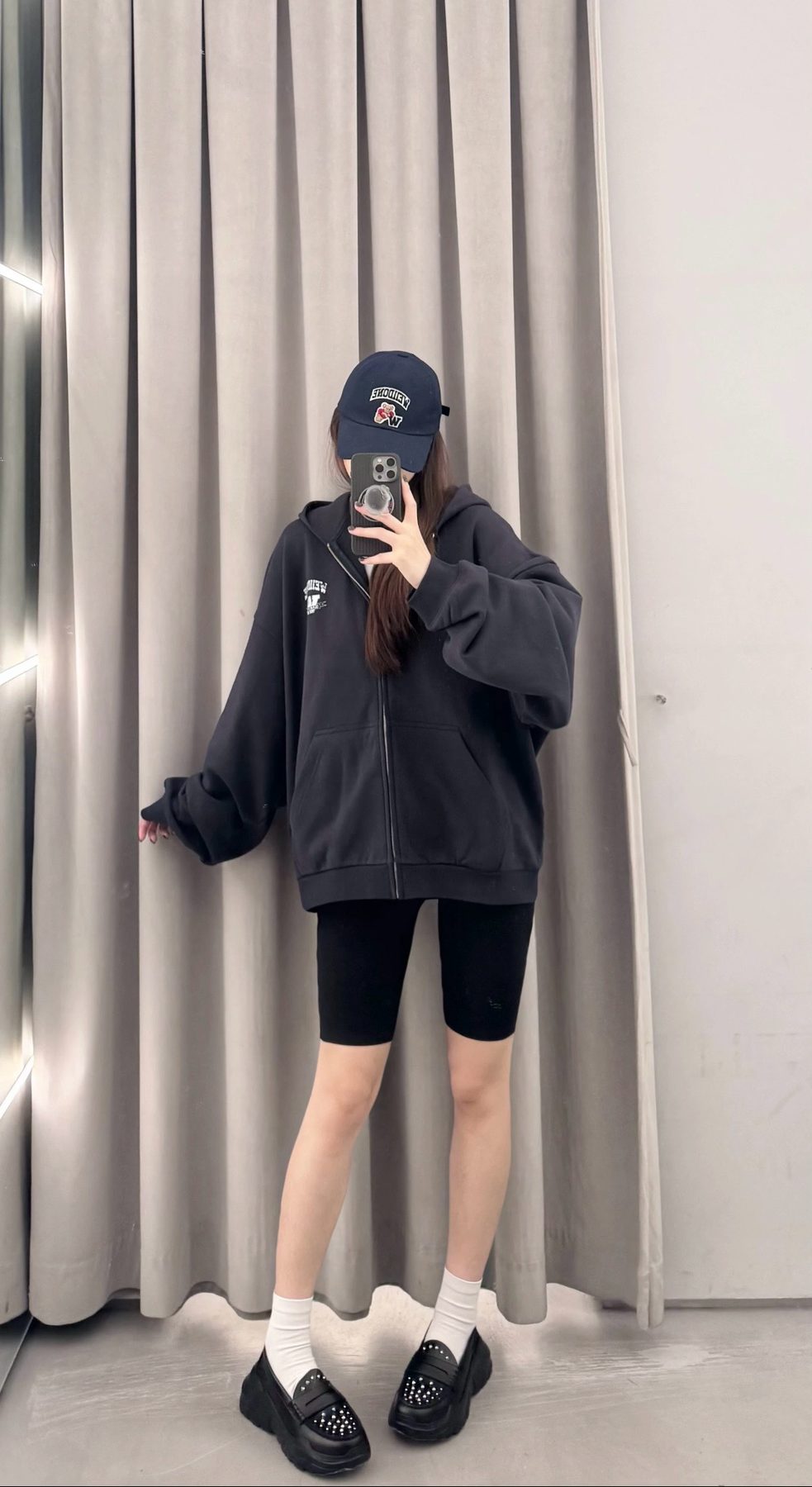 WE11DONE 26SS Distressed W Logo Print Hooded Sweatshirt Jacket