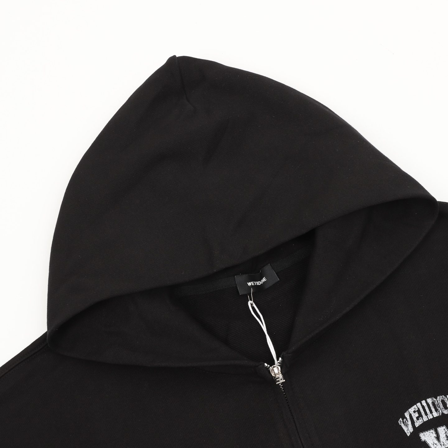 WE11DONE 26SS Distressed W Logo Print Hooded Sweatshirt Jacket