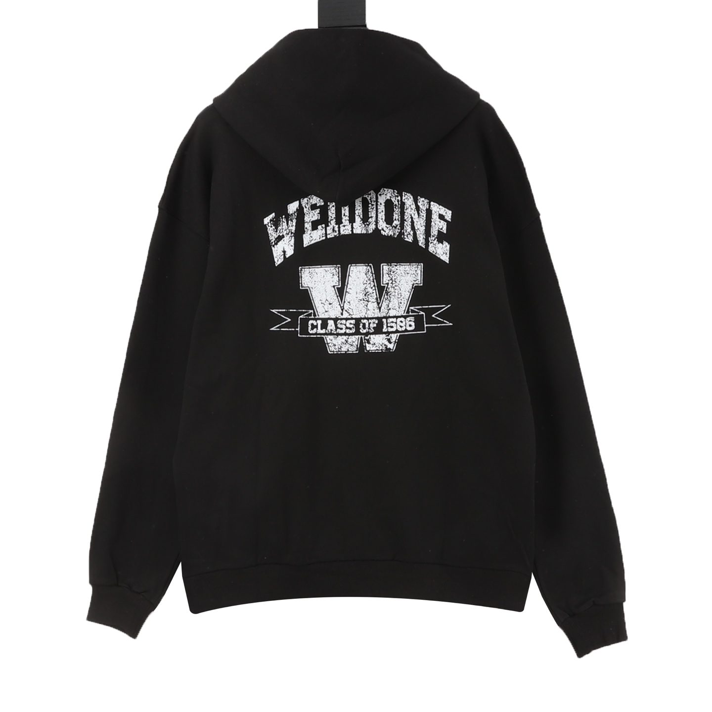 WE11DONE 26SS Distressed W Logo Print Hooded Sweatshirt Jacket