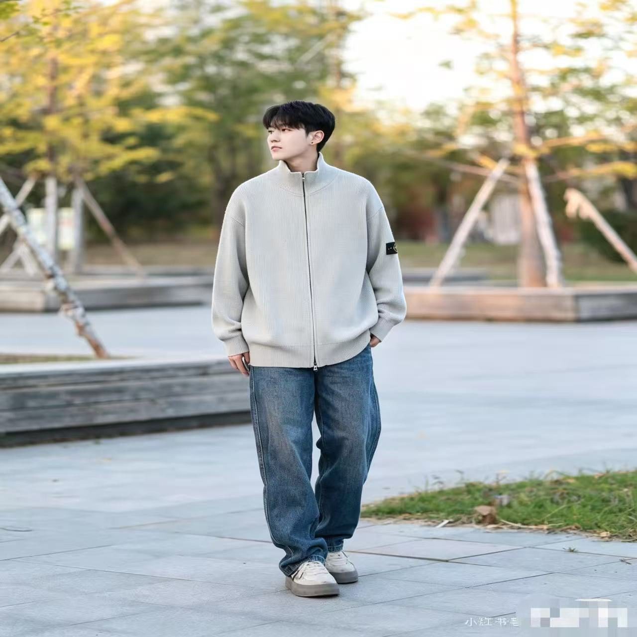 Stone Island 26FW Sleeve Badge Zip Knit Jacket