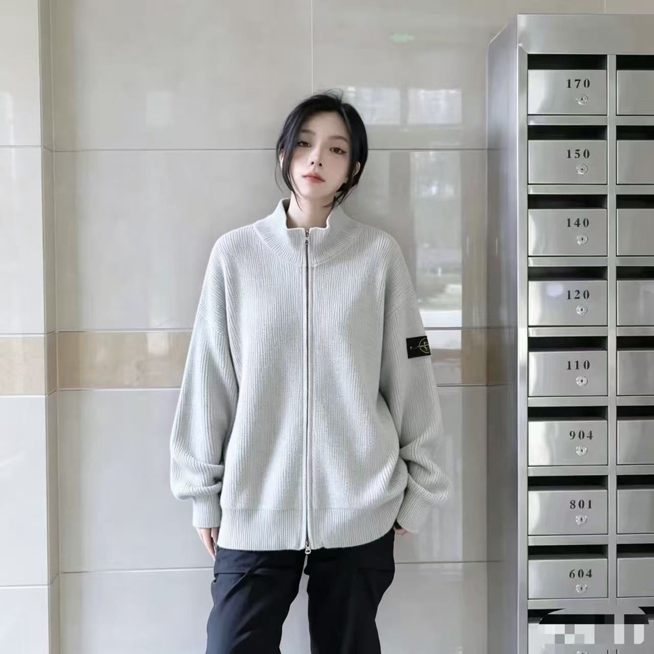 Stone Island 26FW Sleeve Badge Zip Knit Jacket