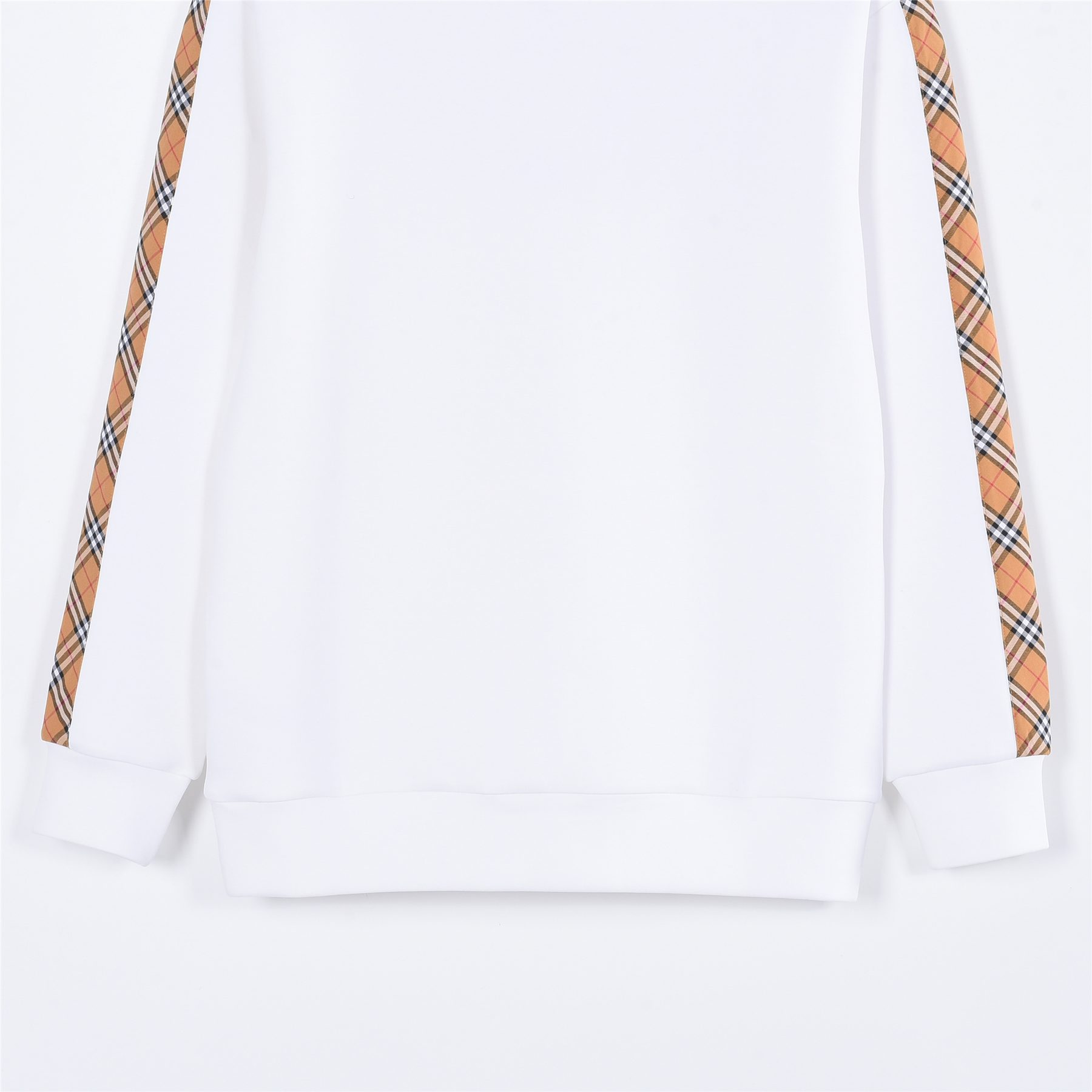 Burb*rry 26SS Check Letter Sleeve Crewneck Sweatshirt
