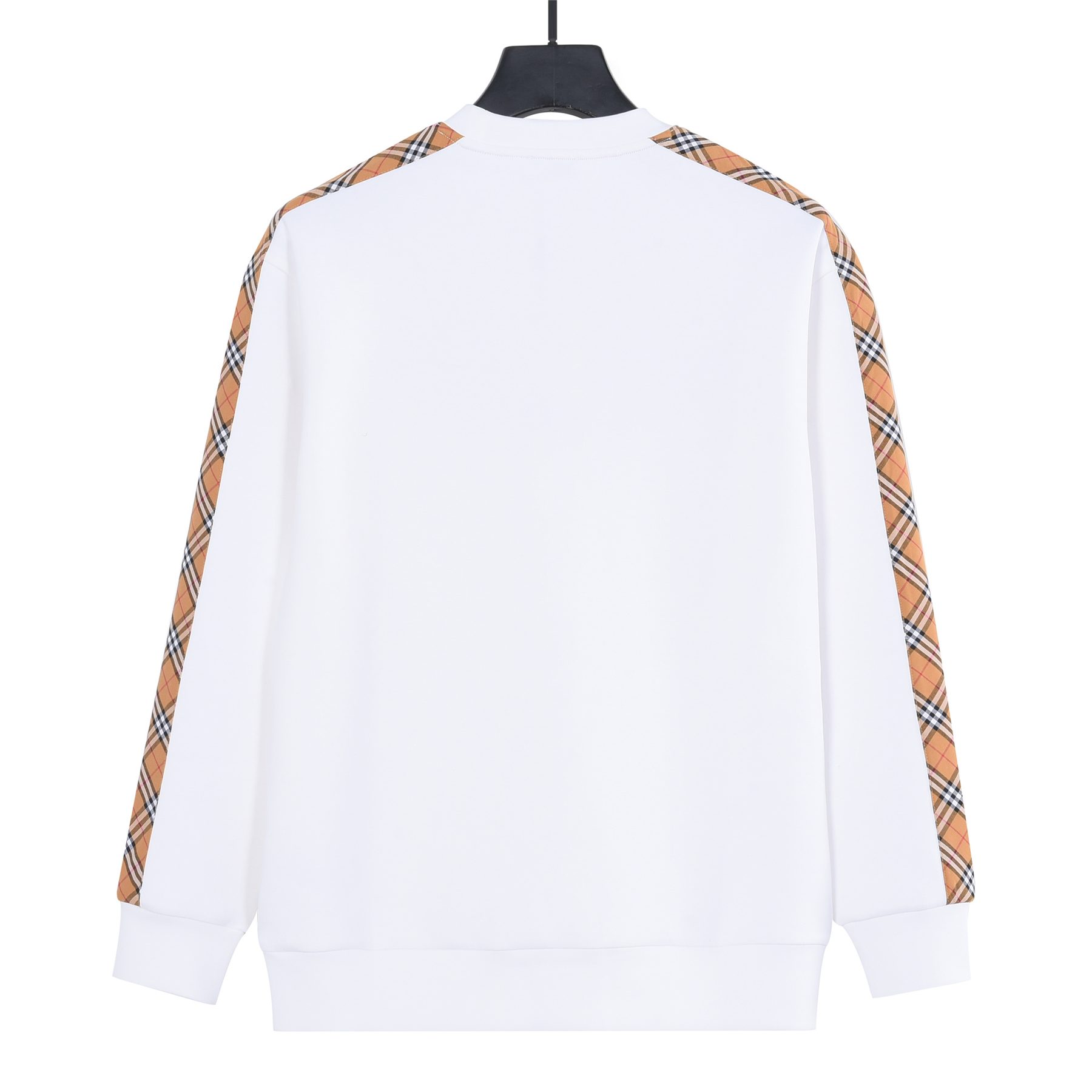 Burb*rry 26SS Check Letter Sleeve Crewneck Sweatshirt