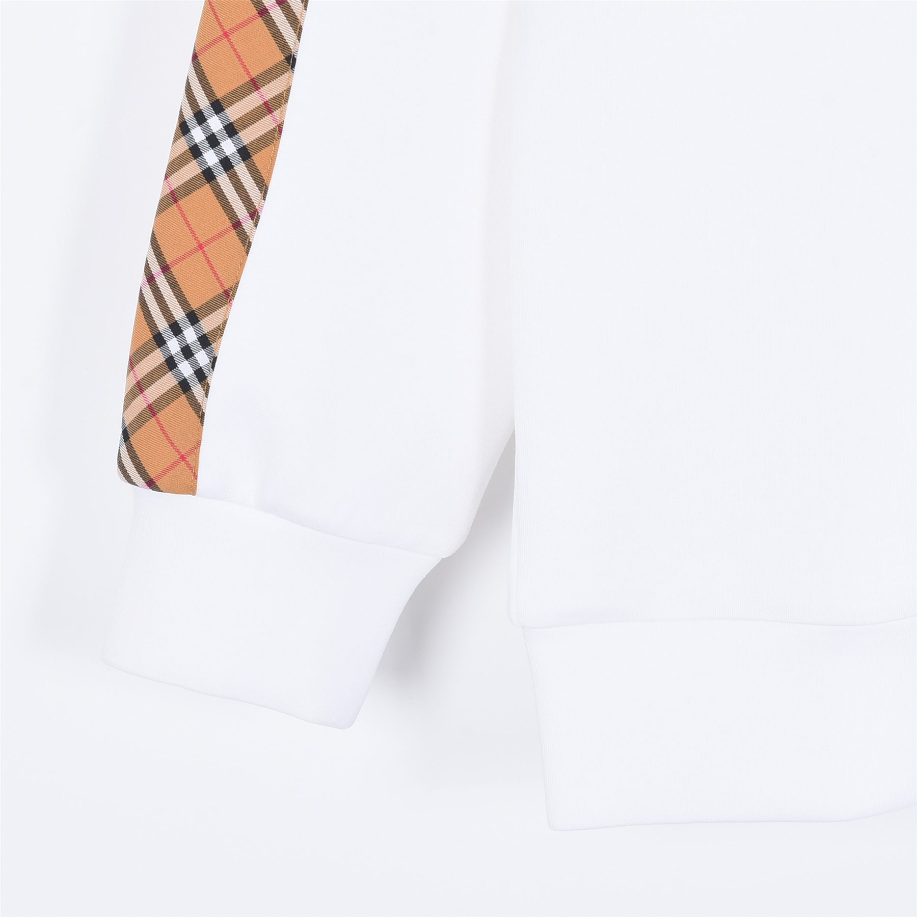 Burb*rry 26SS Check Letter Sleeve Crewneck Sweatshirt