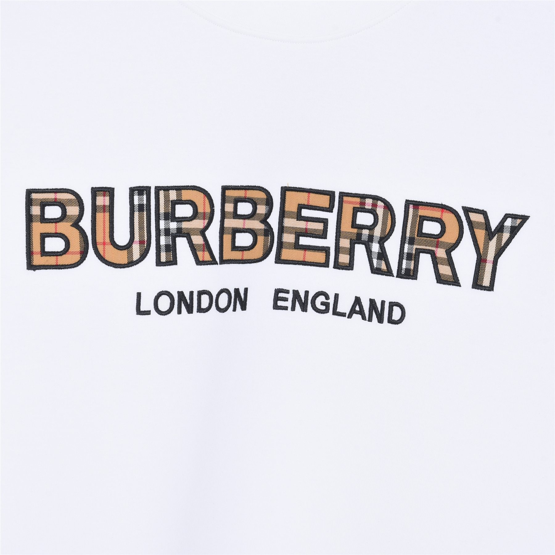 Burb*rry 26SS Check Letter Sleeve Crewneck Sweatshirt