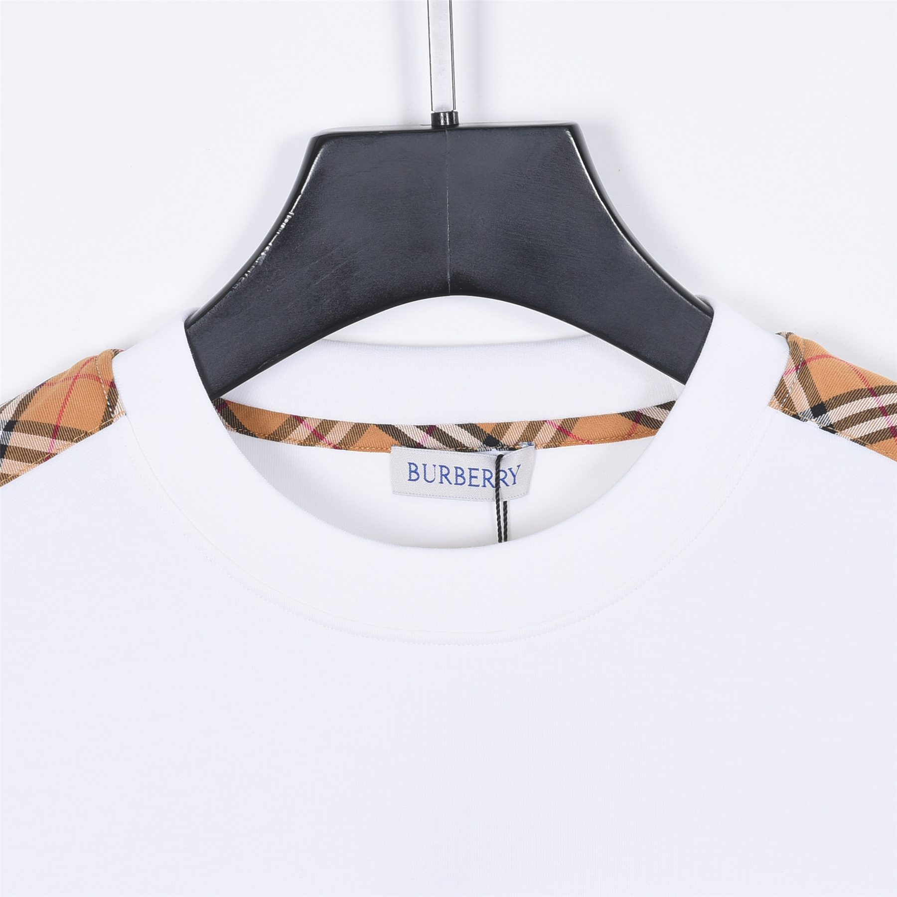Burb*rry 26SS Check Letter Sleeve Crewneck Sweatshirt