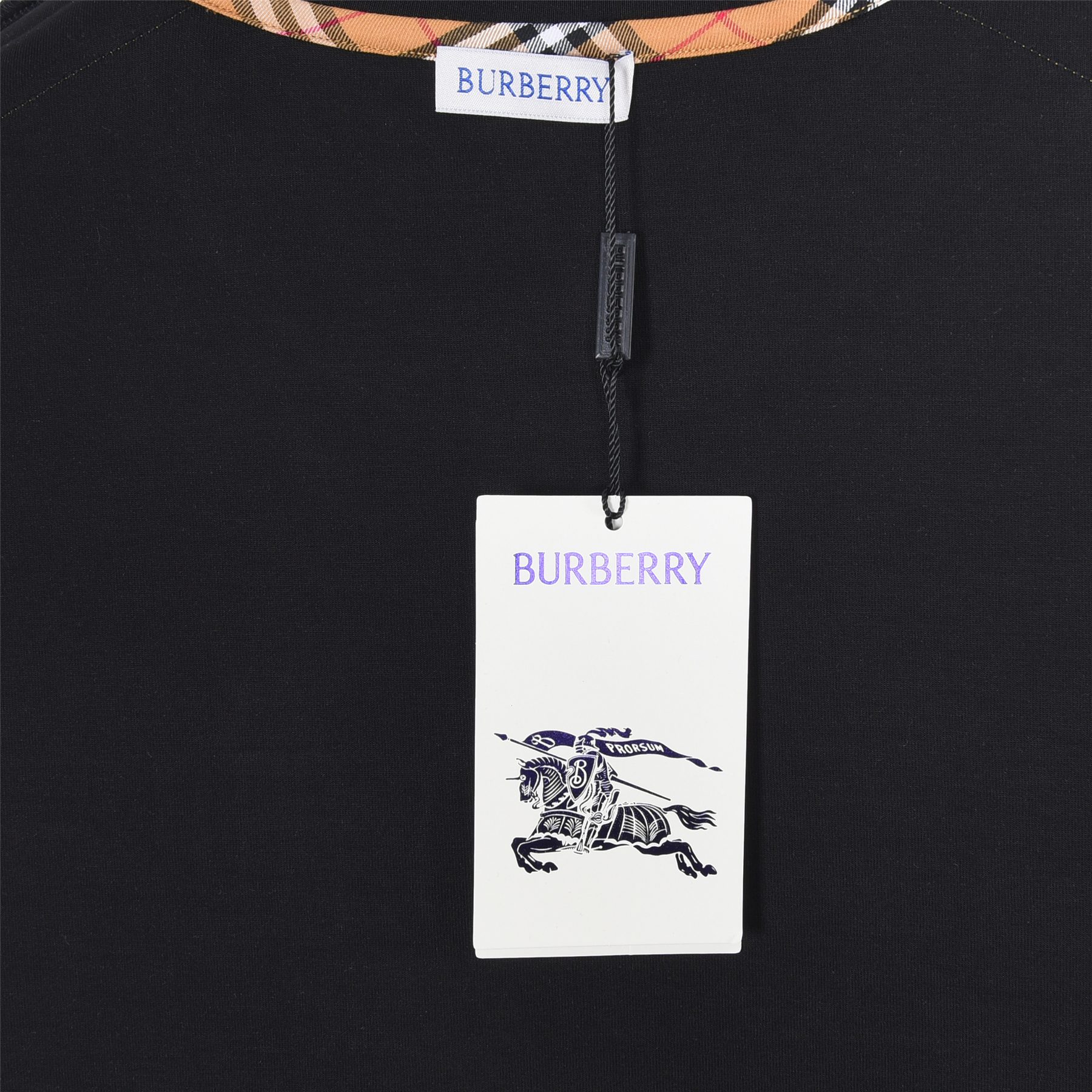Burb*rry 26SS Check Letter Sleeve Crewneck Sweatshirt