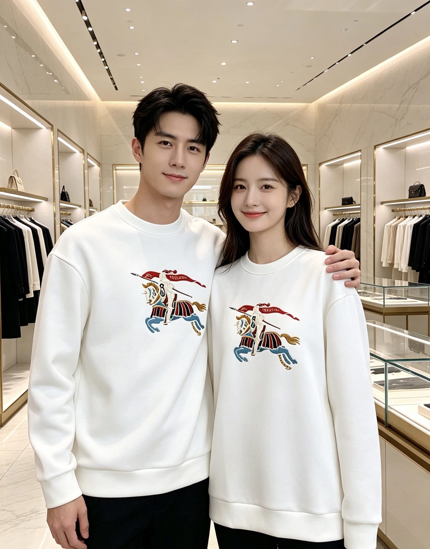 Burb*rry 26SS Colorful Equestrian Knight Embroidered Crewneck Sweatshirt