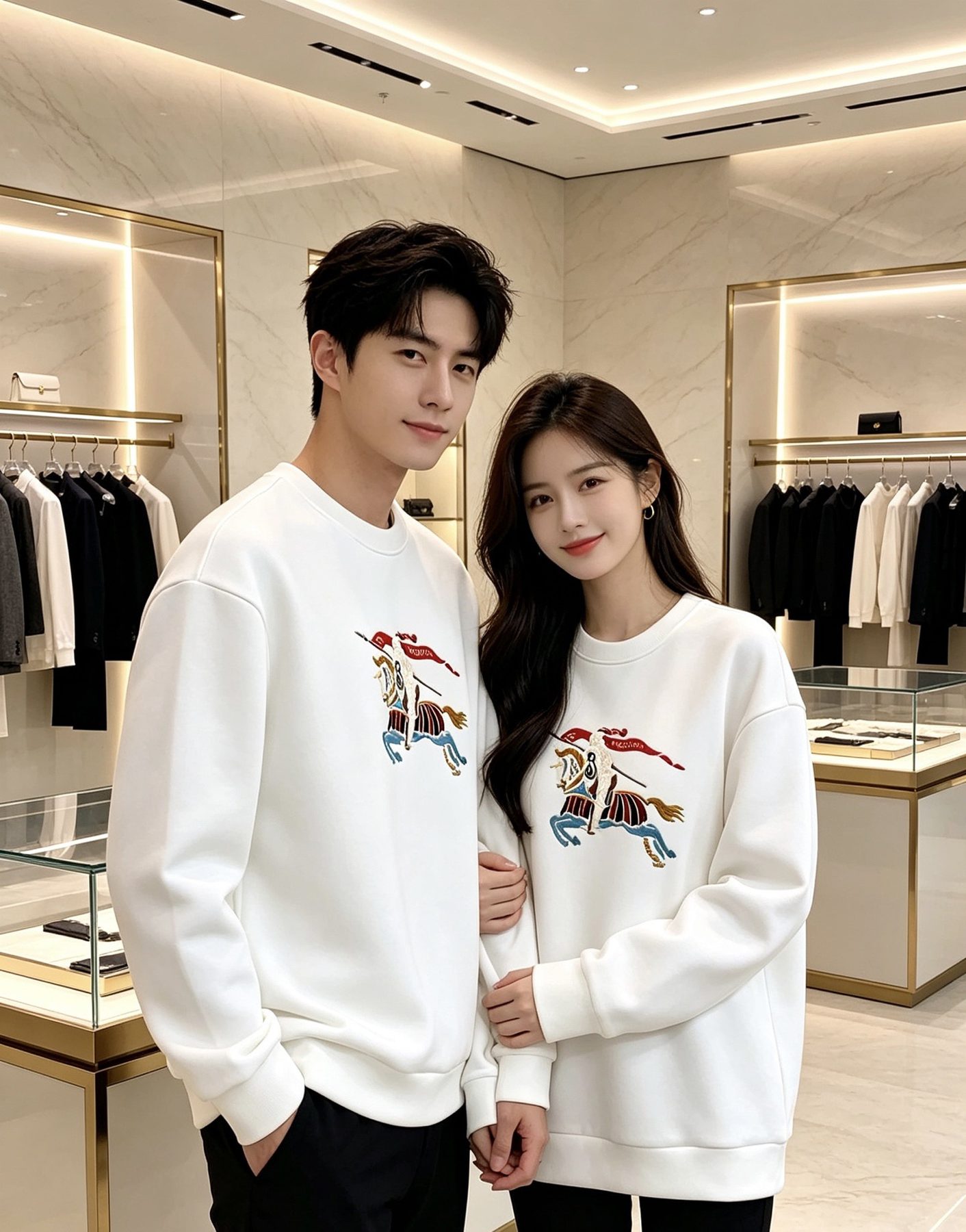 Burb*rry 26SS Colorful Equestrian Knight Embroidered Crewneck Sweatshirt