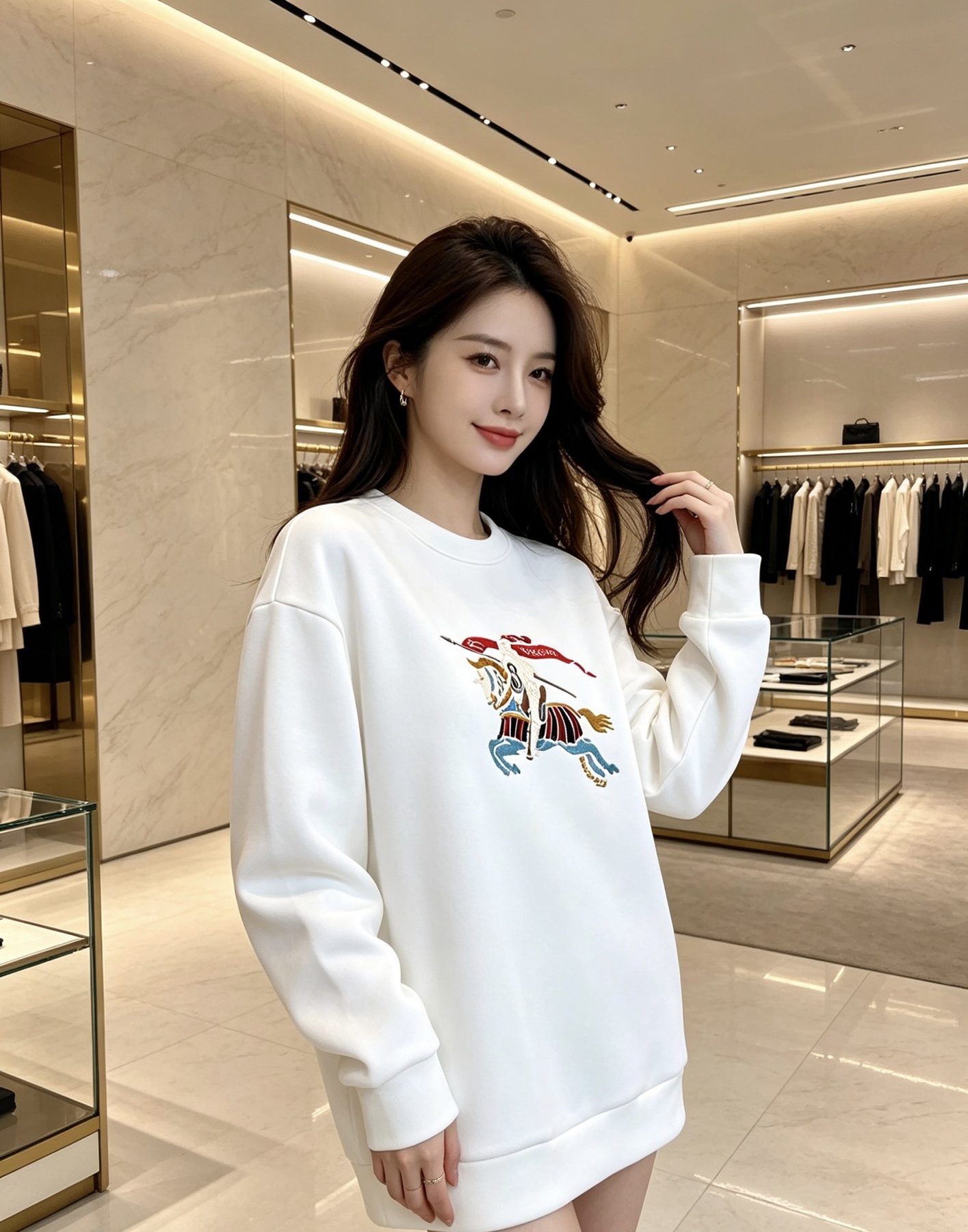 Burb*rry 26SS Colorful Equestrian Knight Embroidered Crewneck Sweatshirt