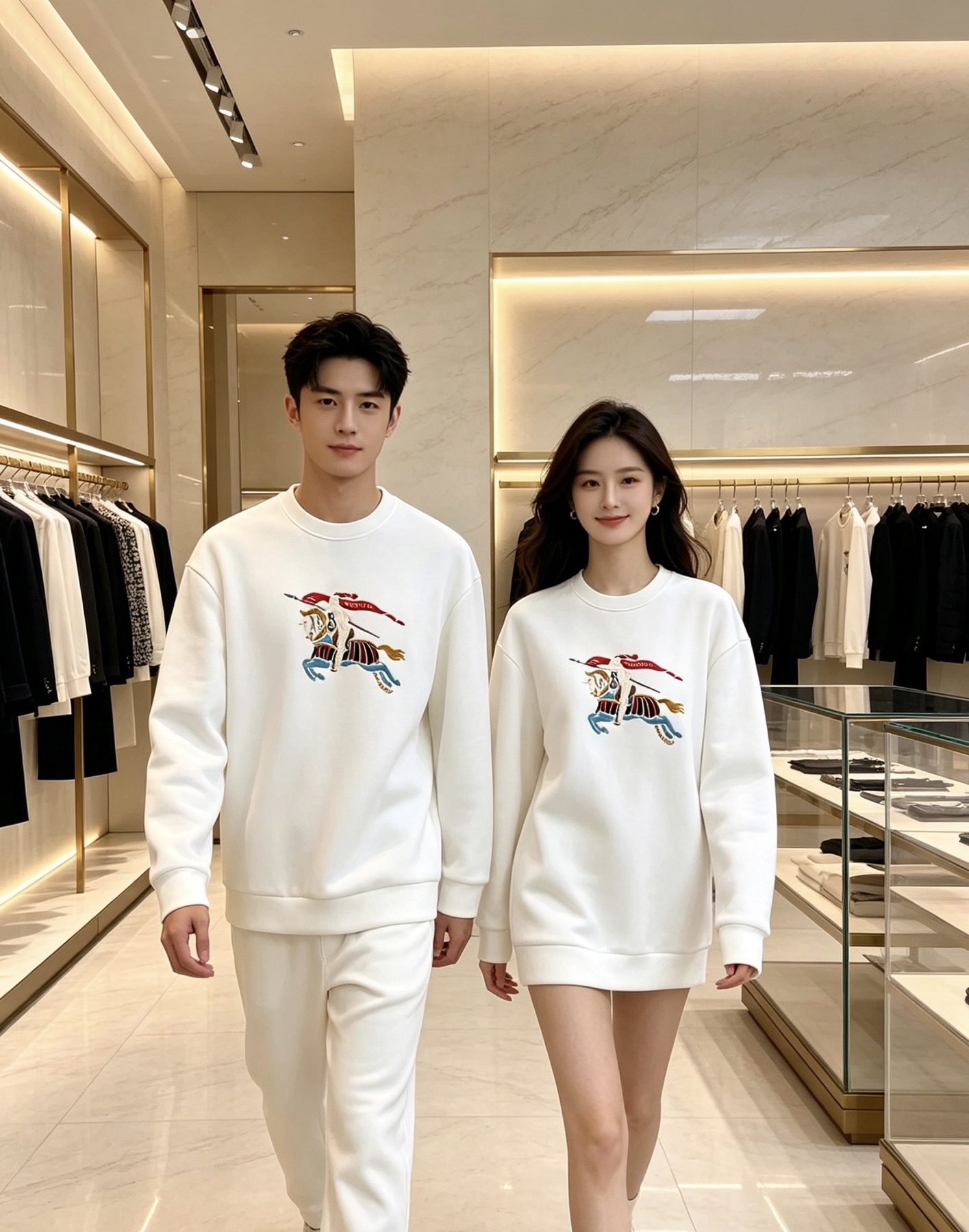 Burb*rry 26SS Colorful Equestrian Knight Embroidered Crewneck Sweatshirt