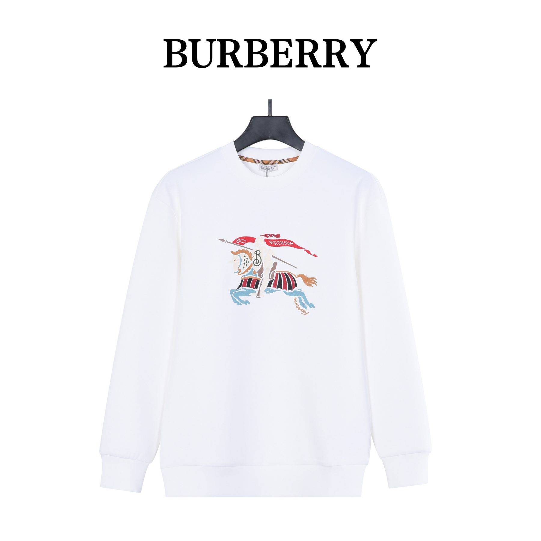 Burb*rry 26SS Colorful Equestrian Knight Embroidered Crewneck Sweatshirt
