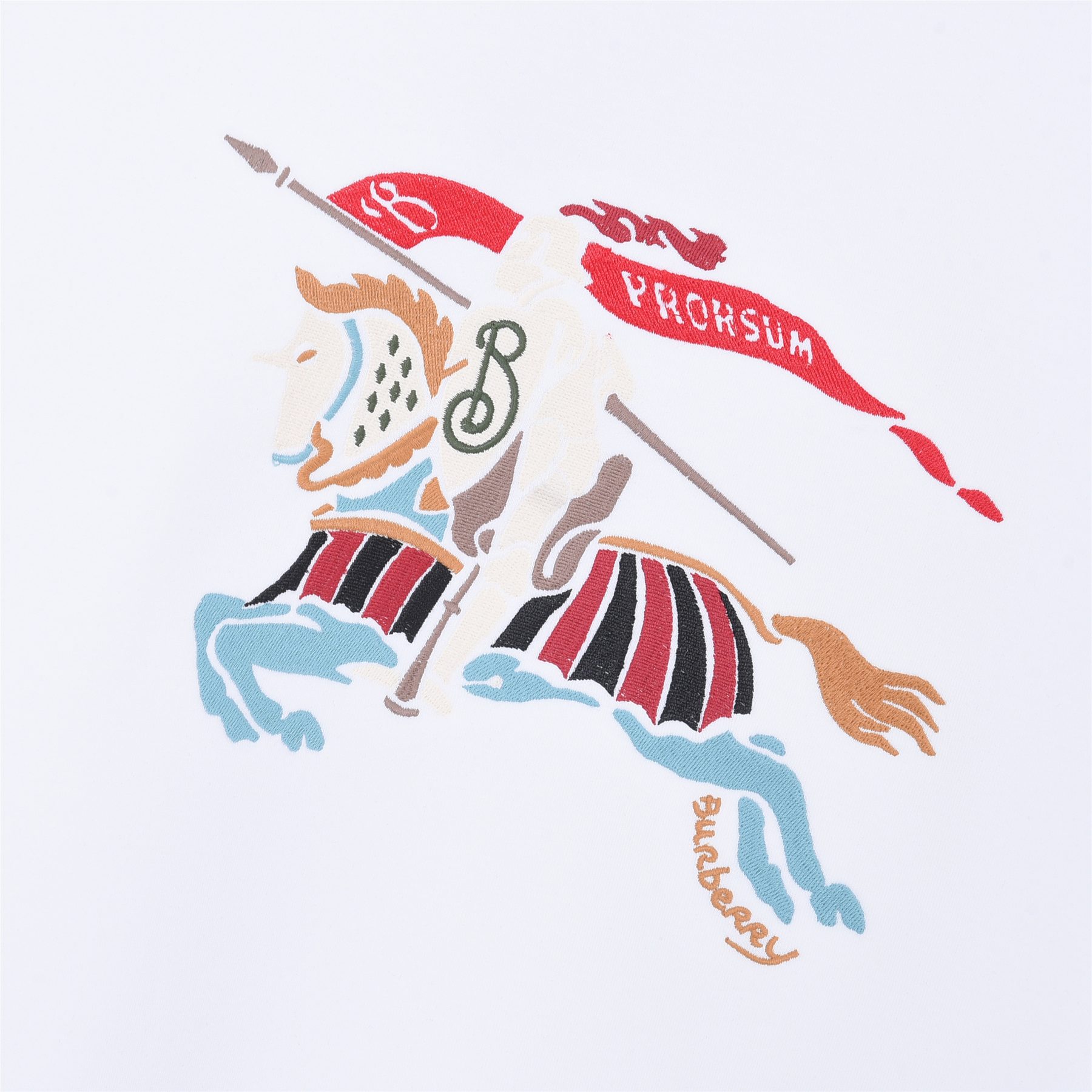 Burb*rry 26SS Colorful Equestrian Knight Embroidered Crewneck Sweatshirt