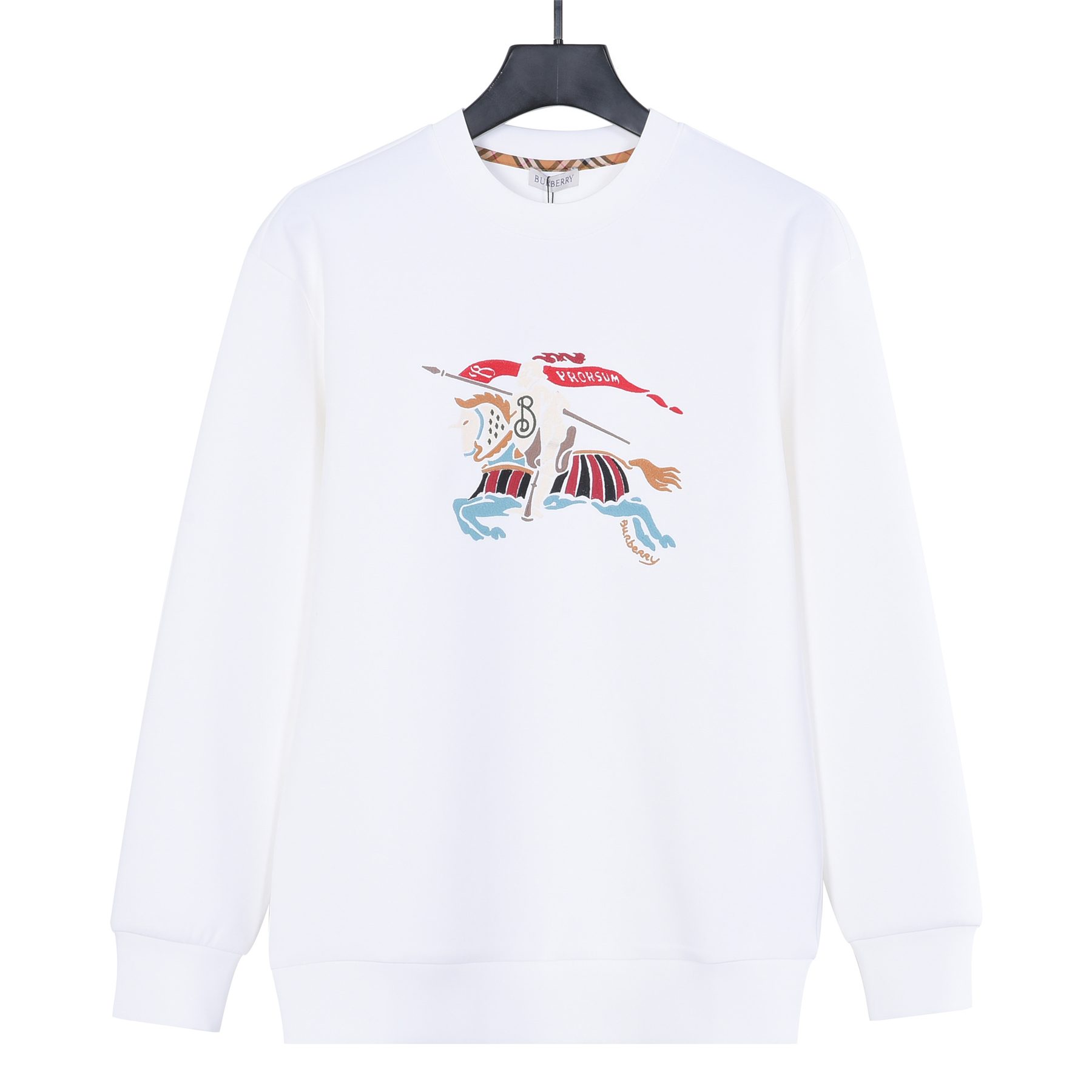 Burb*rry 26SS Colorful Equestrian Knight Embroidered Crewneck Sweatshirt