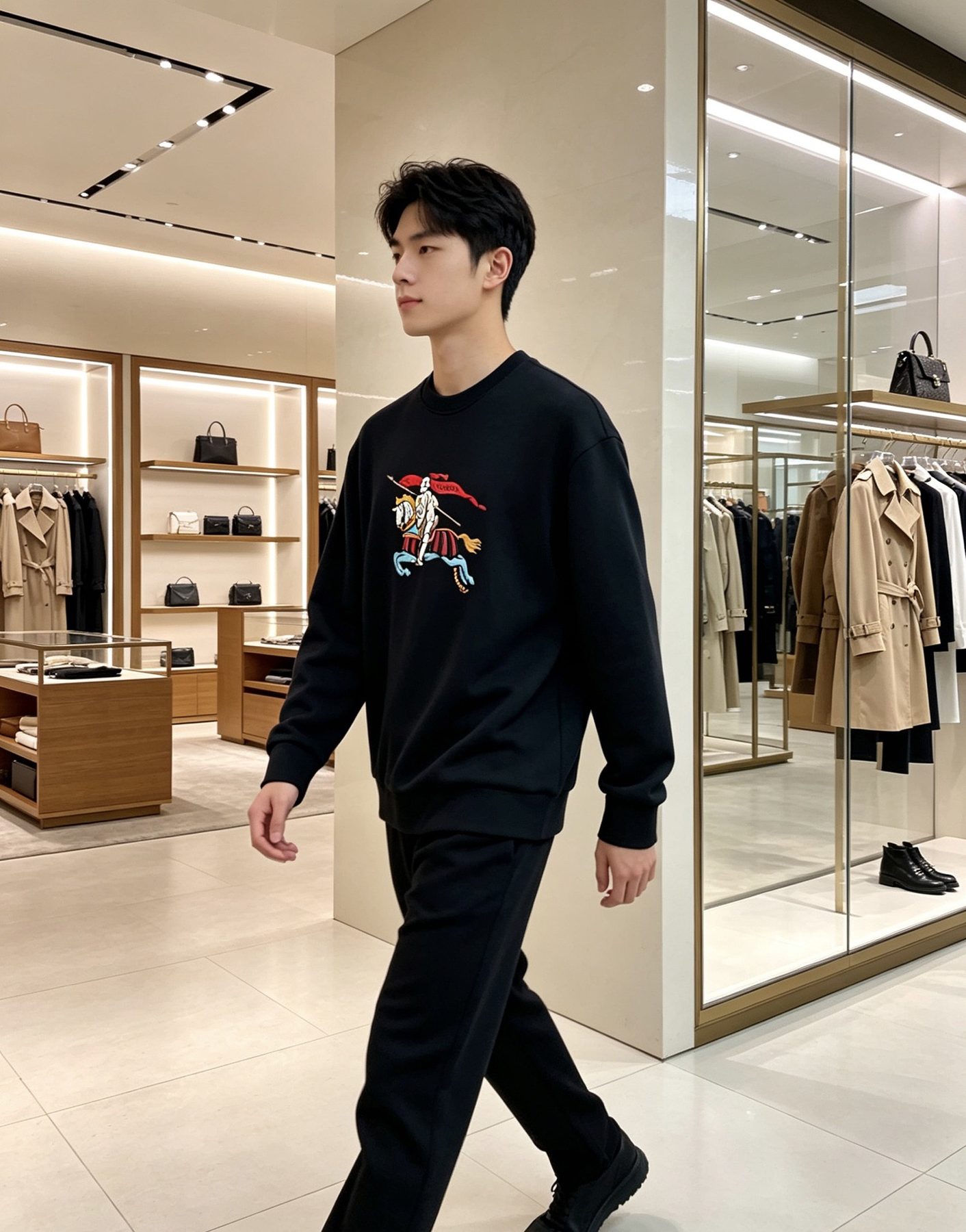 Burb*rry 26SS Colorful Equestrian Knight Embroidered Crewneck Sweatshirt