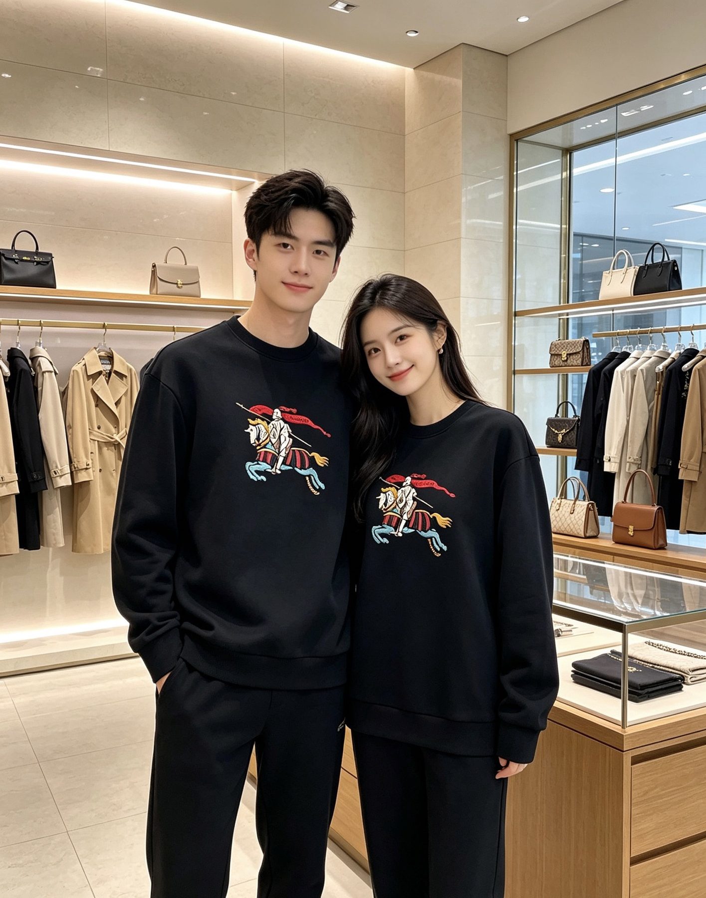 Burb*rry 26SS Colorful Equestrian Knight Embroidered Crewneck Sweatshirt