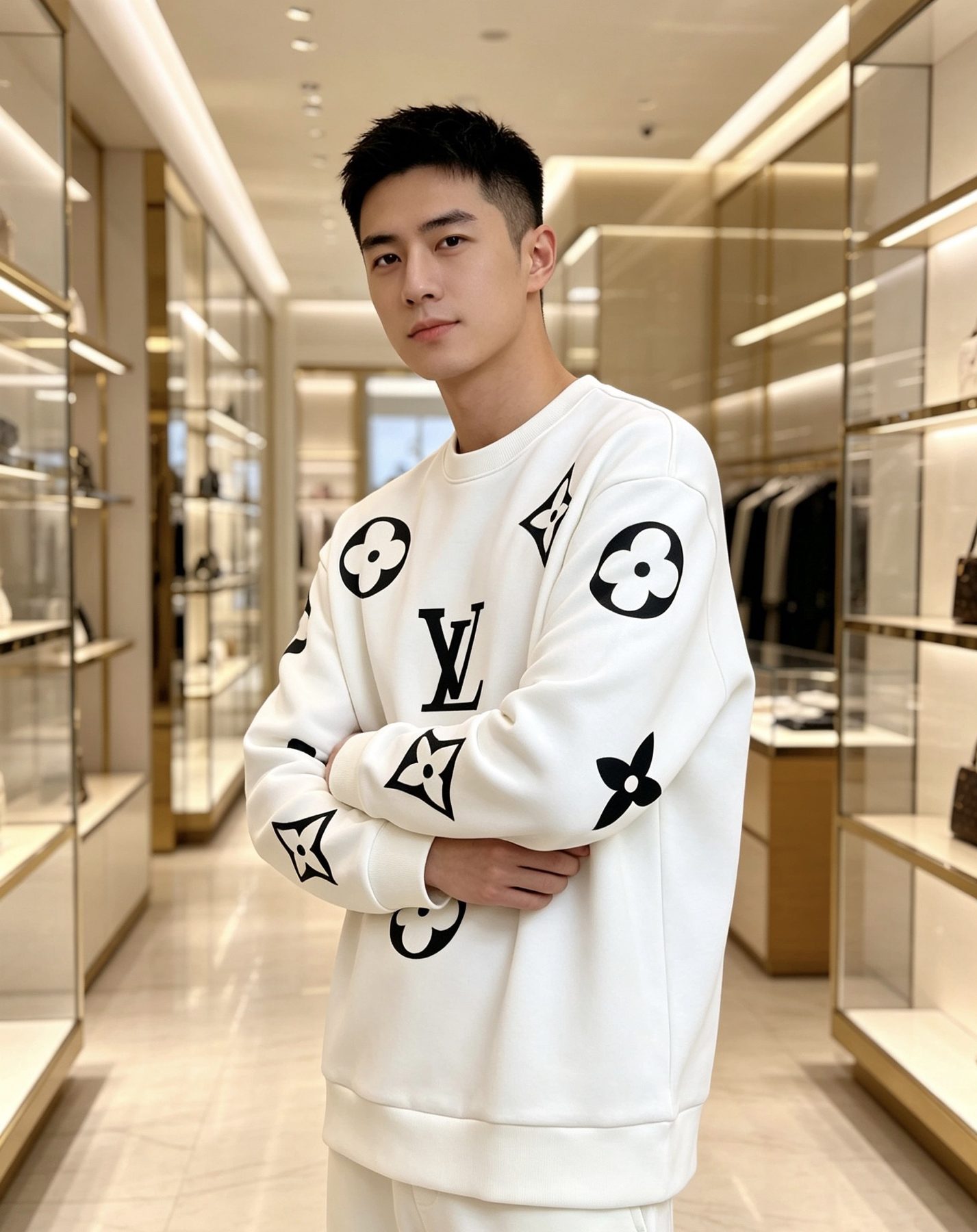 1V Monogram Allover Crewneck Sweatshirt