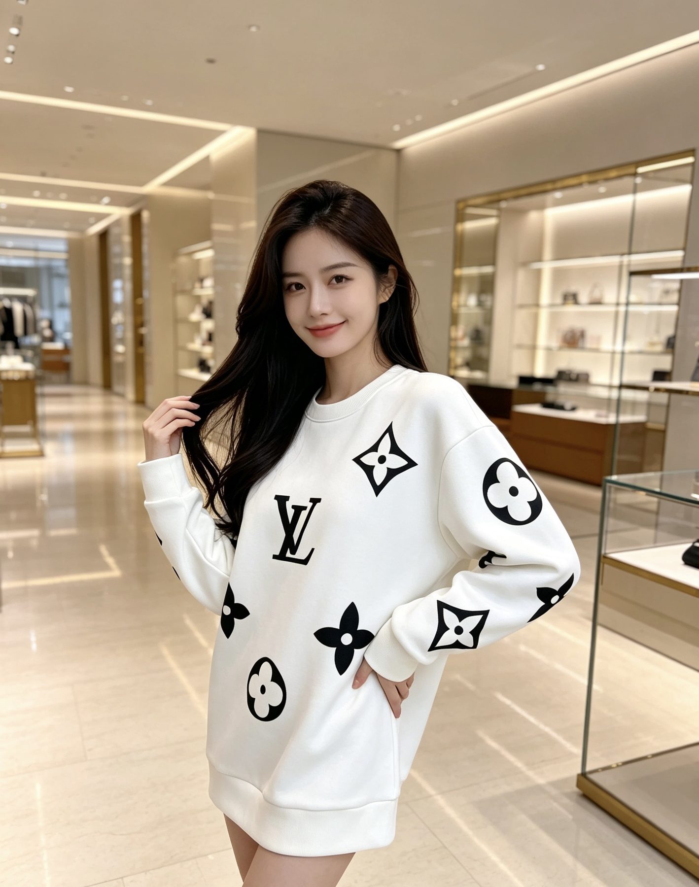 1V Monogram Allover Crewneck Sweatshirt