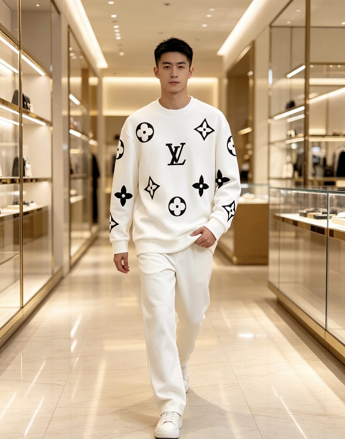 1V Monogram Allover Crewneck Sweatshirt