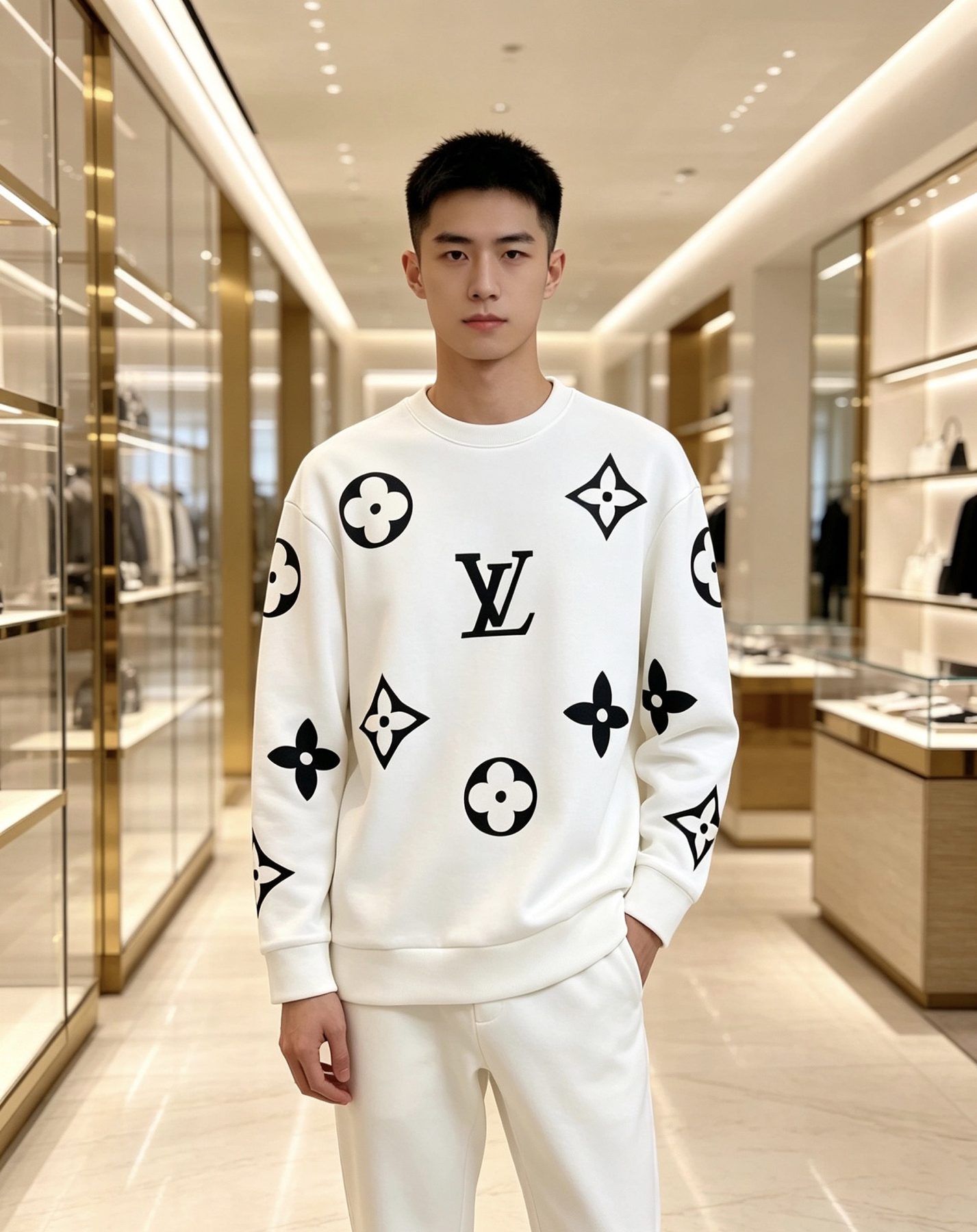 1V Monogram Allover Crewneck Sweatshirt
