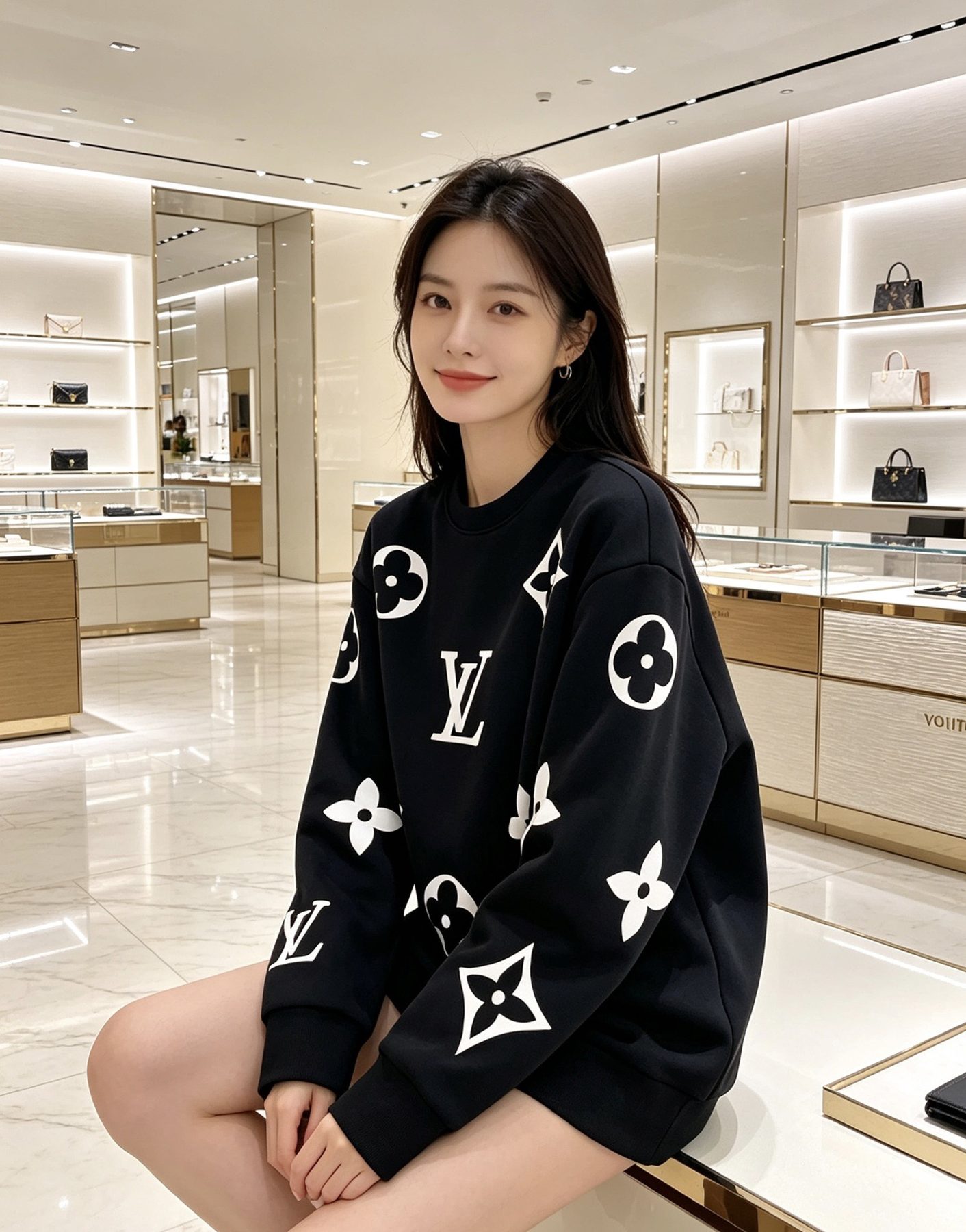 1V Monogram Allover Crewneck Sweatshirt